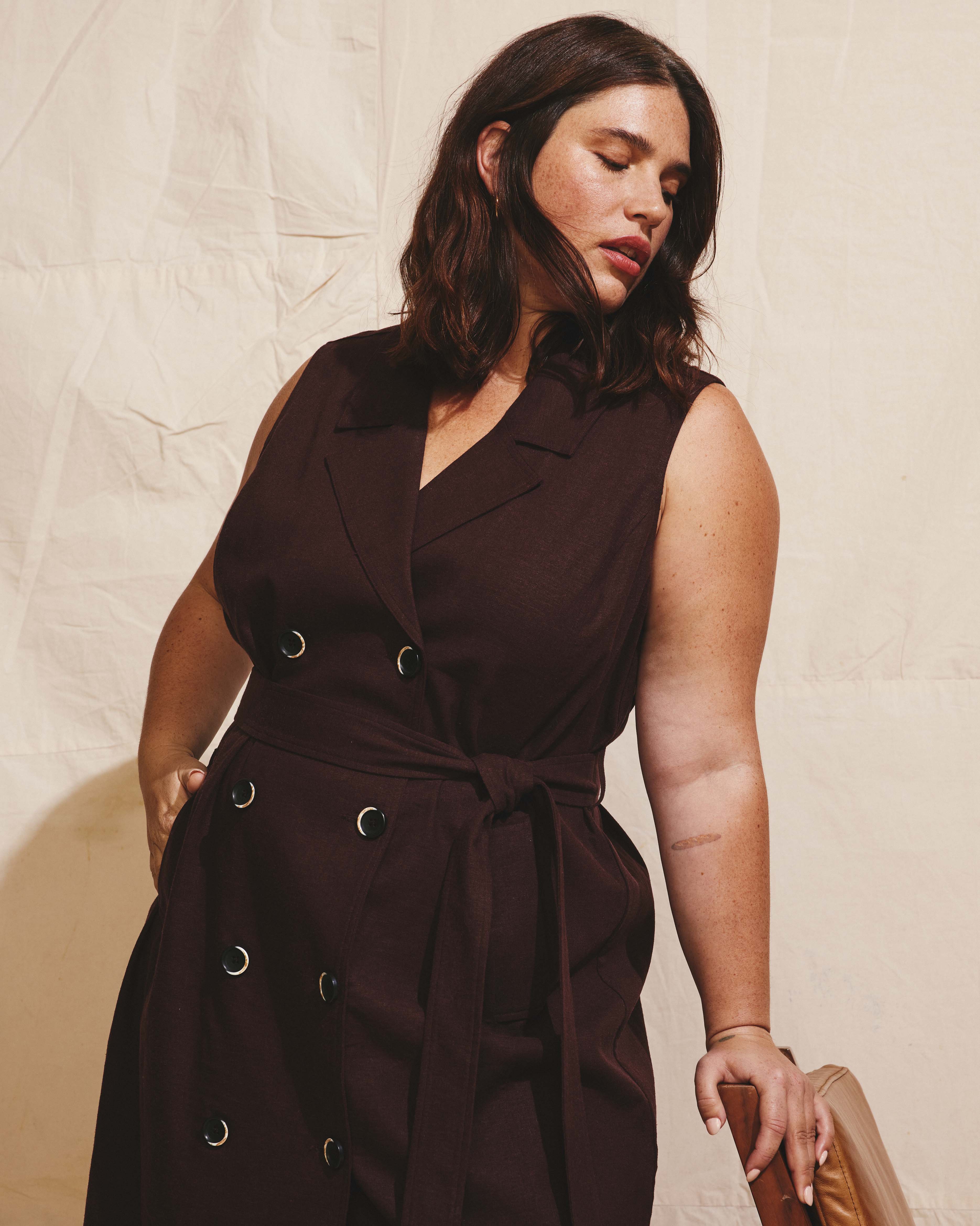 Hudson Linen Trench Dress - Brulee – Universal Standard