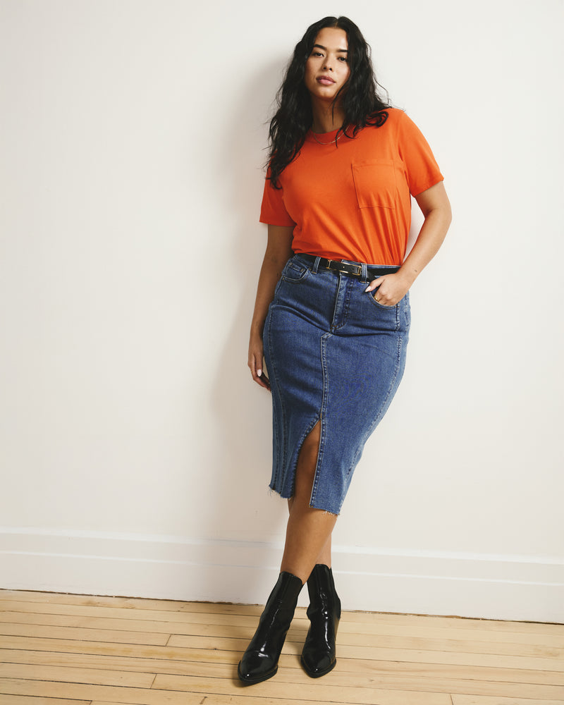 Breton Stripe Garcon Tee - Solid Poppy