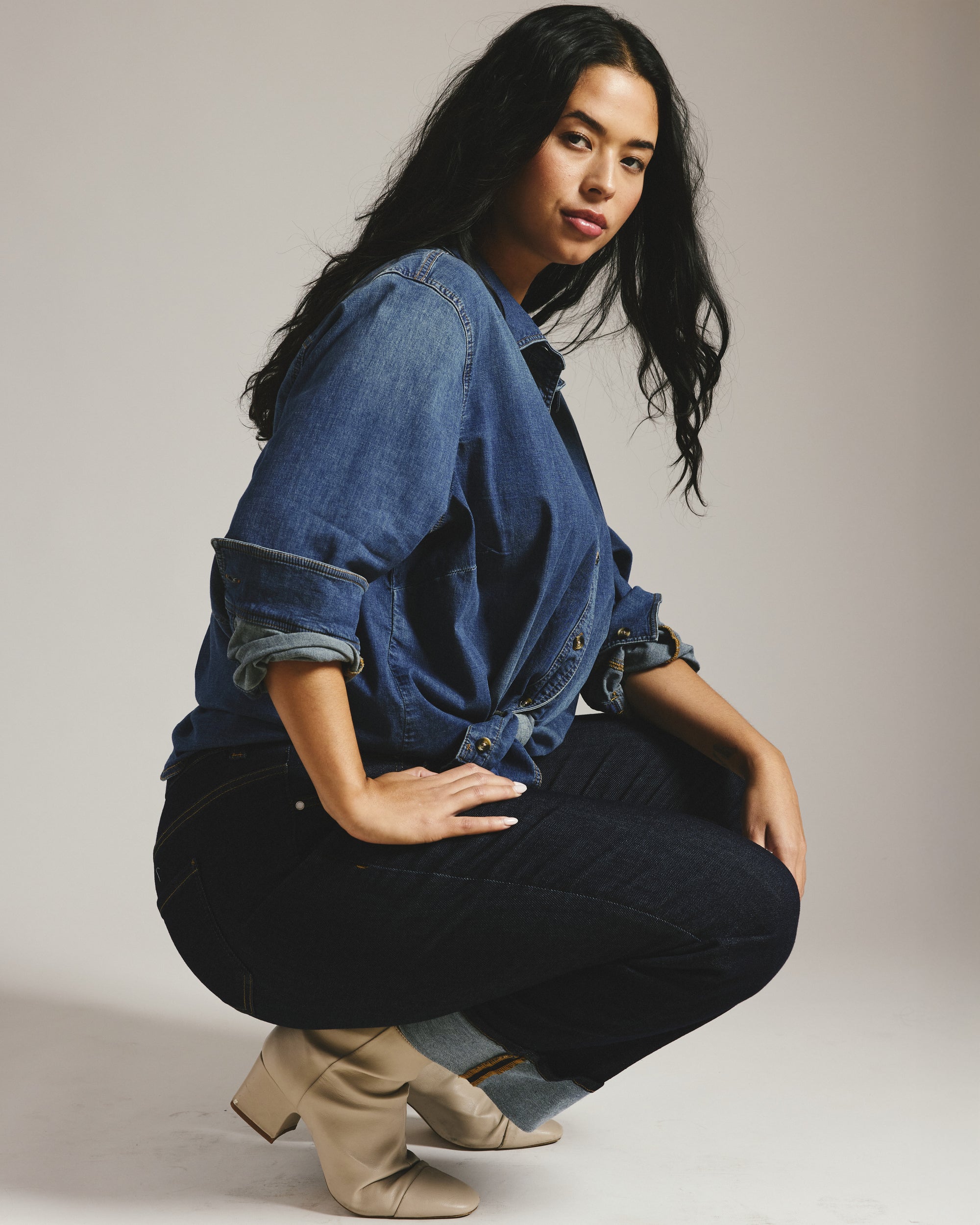 Minimalist Stretch Cotton Chambray Shirt - Union City Blue