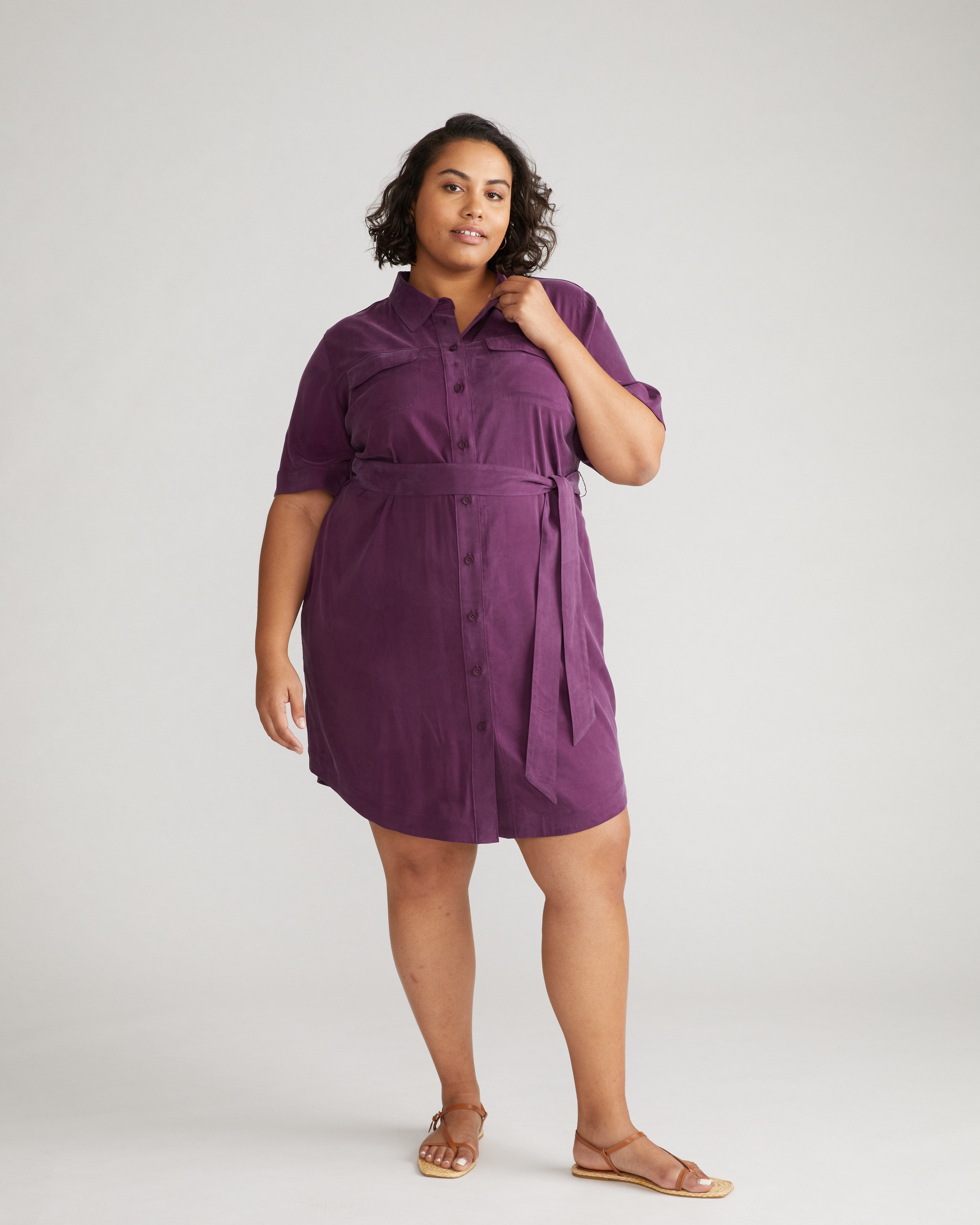Short Sleeve Cupro Dress - Deep Pansy – Universal Standard