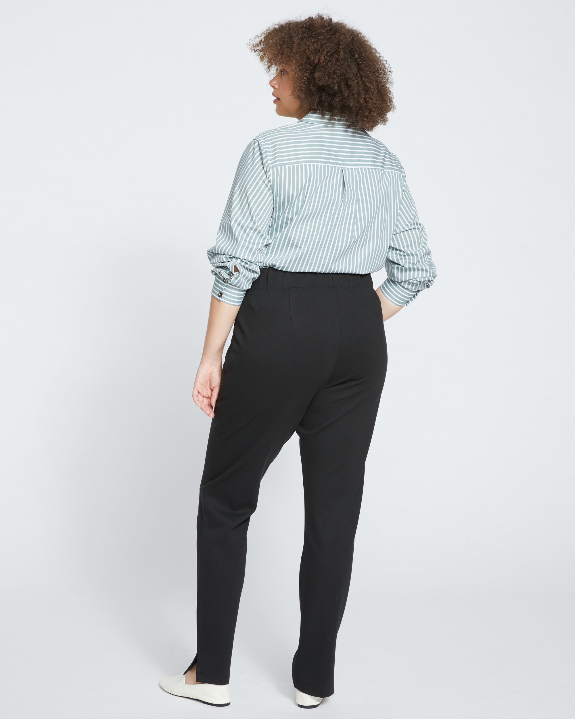 Skinny Pintuck Ponte Pants 32 Inch - Black