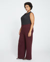 Stephanie Wide Leg Ponte Pants - Black Cherry