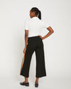 Stephanie Wide Leg Stripe Ponte Pants 27 Inch - Black with Ochre/White Stripe