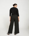 Stephanie Wide Leg Stripe Ponte Pants 30 Inch - Black/Paeonia/Sanguinello