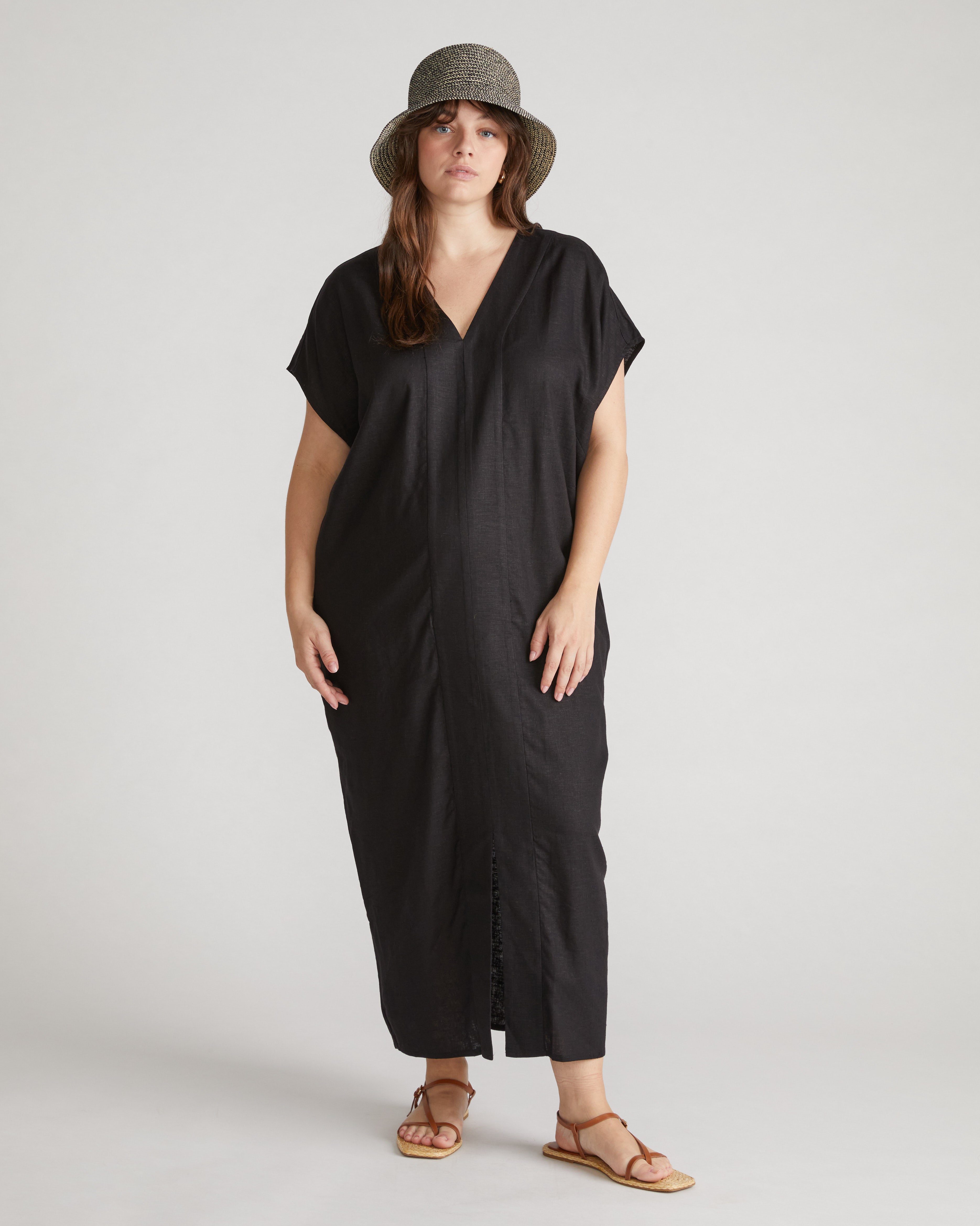 Cabana Linen Kaftan - Black Universal Standard Cabana Linen Kaftan - Black Universal Standard