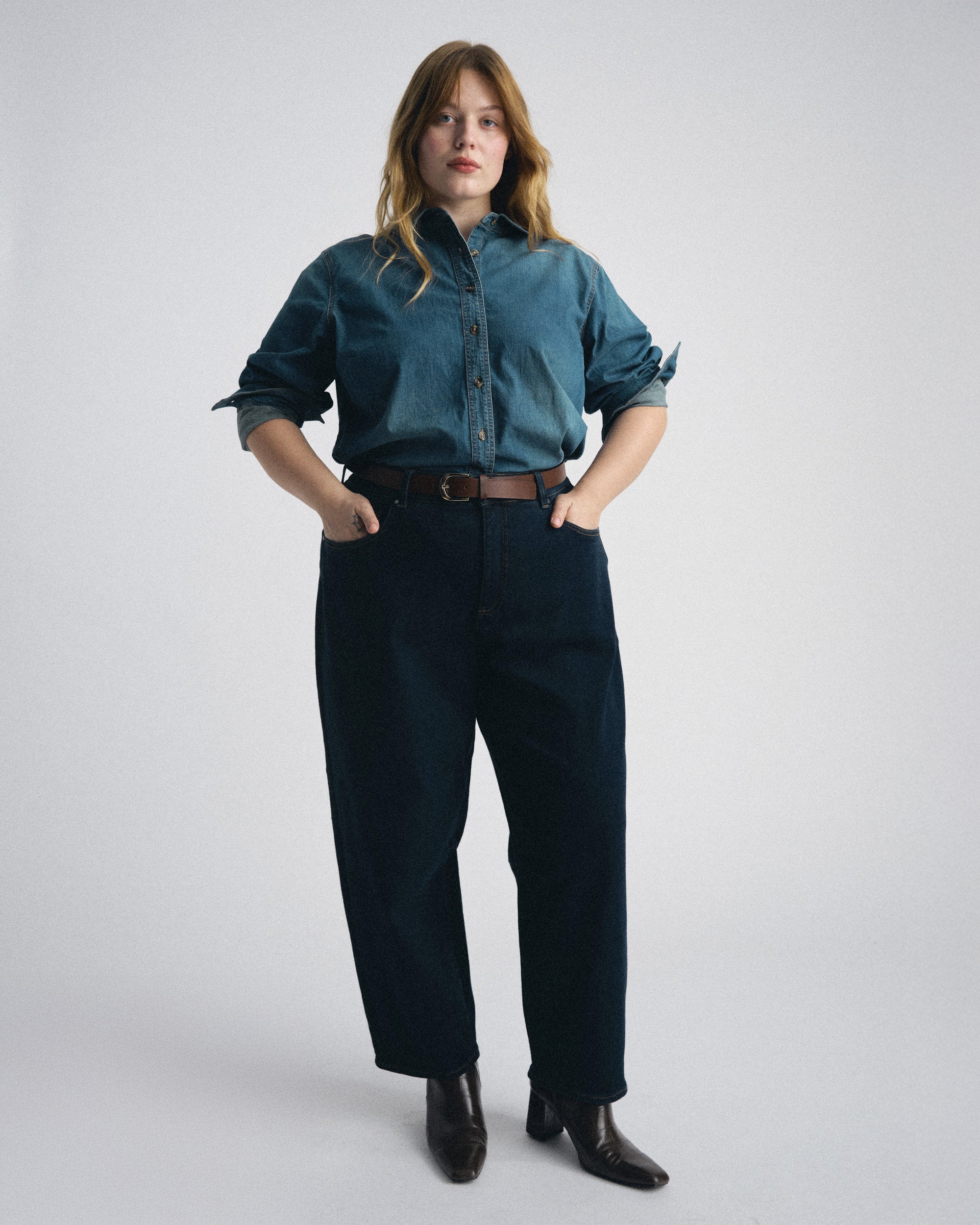 Minimalist Stretch Cotton Chambray Shirt - Union City Blue