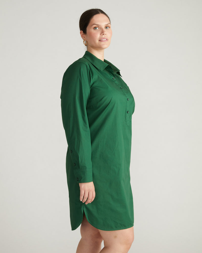 Stretch Poplin Rubicon Shirtdress - Kelly Green