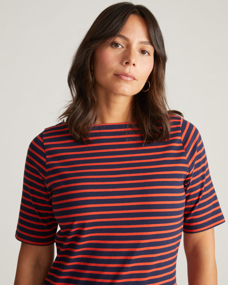 Belle Breton Stripe Jersey Dress - Navy/Red Stripe