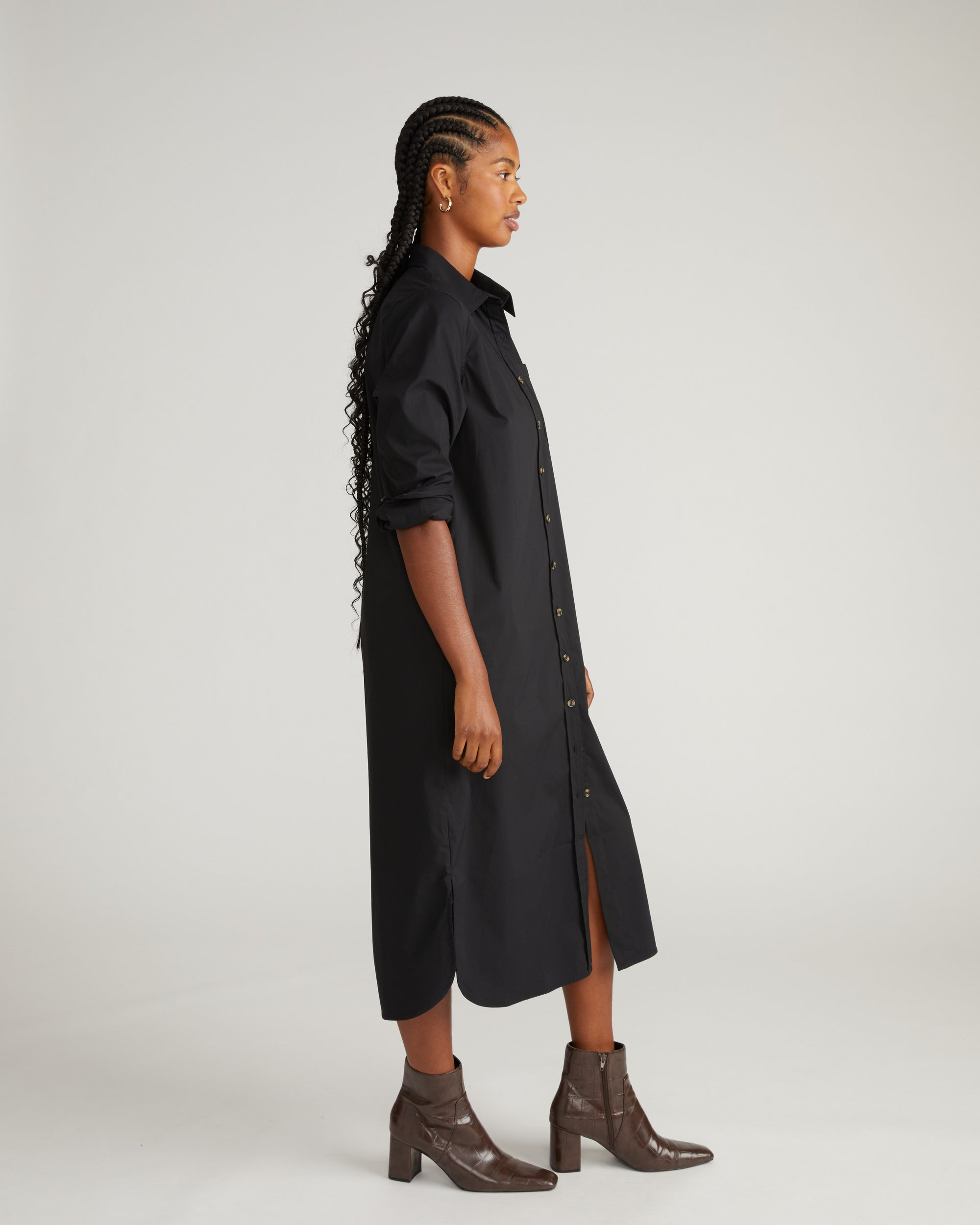 Odeon Stretch Poplin Shirtdress - Black