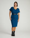 Executive V Neck Ponte Dress - Deep Teal