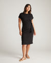 Crescent Breton Stripe Knot Dress - Solid Black
