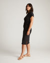 Crescent Breton Stripe Knot Dress - Solid Black