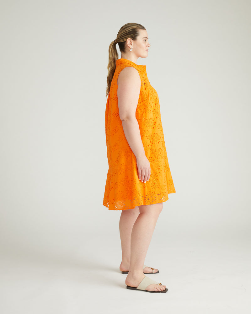 Simone Cotton Eyelet Dress - Arancia