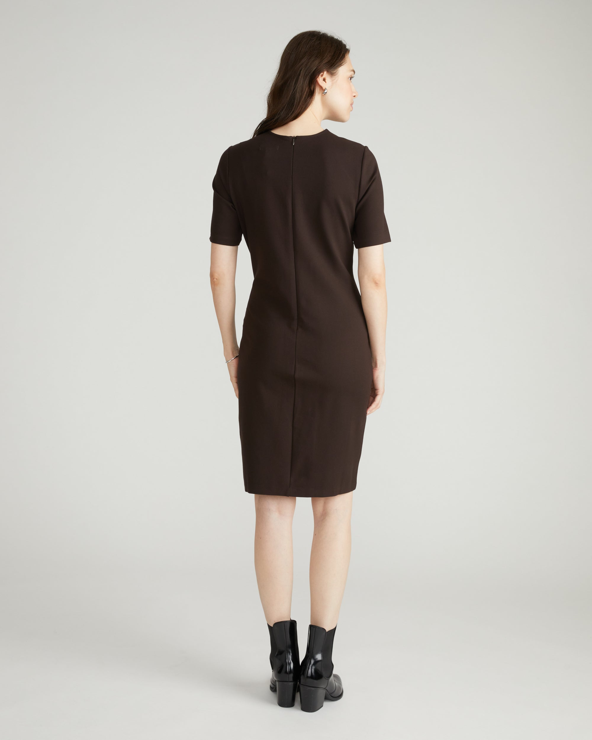 Envelope Neck Ponte Dress - Espresso
