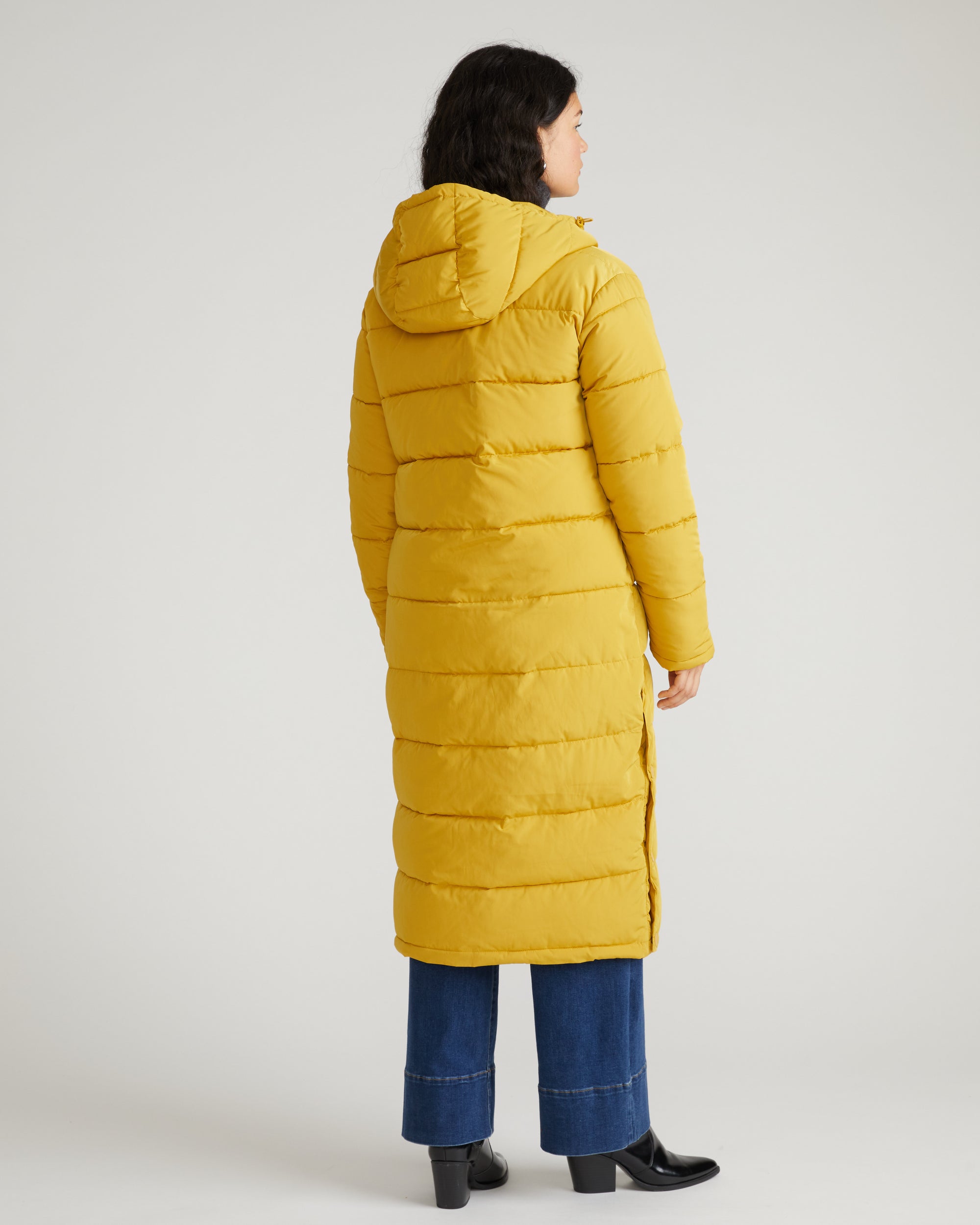 Everest Long Hooded Puffer 2 - Mustard