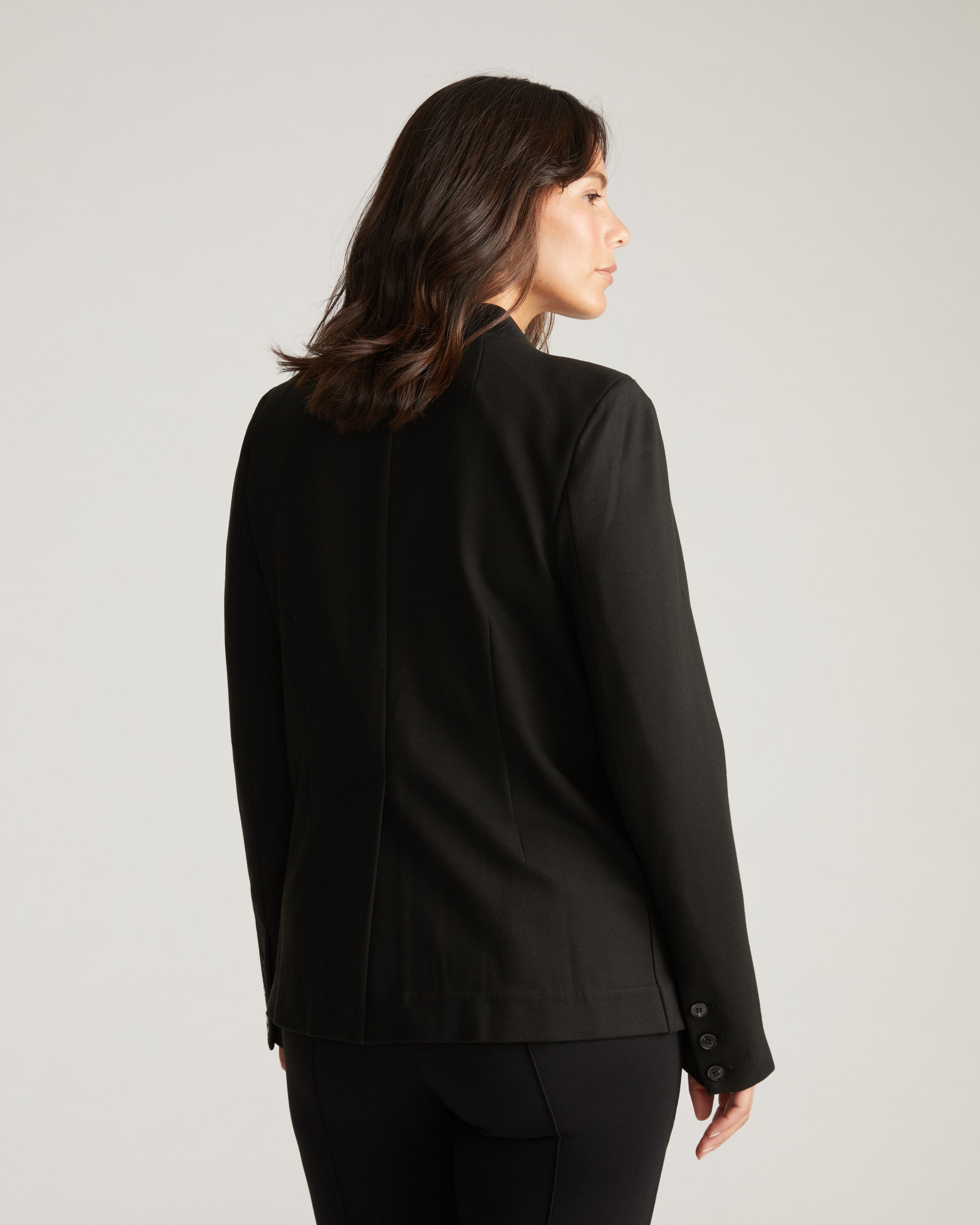 Lennox Collarless Ponte Blazer - Black