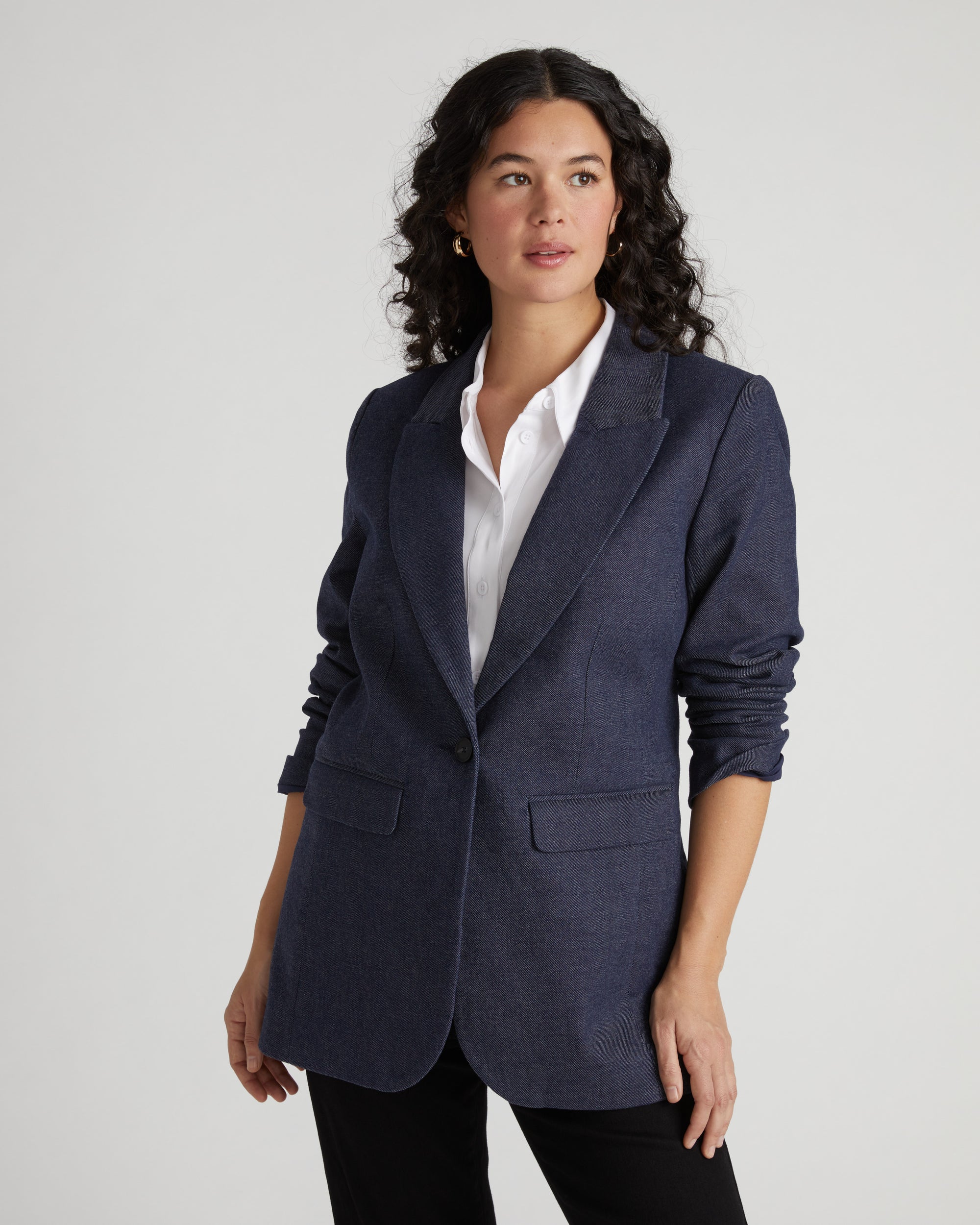 Percy Denim Look Blazer - Dark Indigo