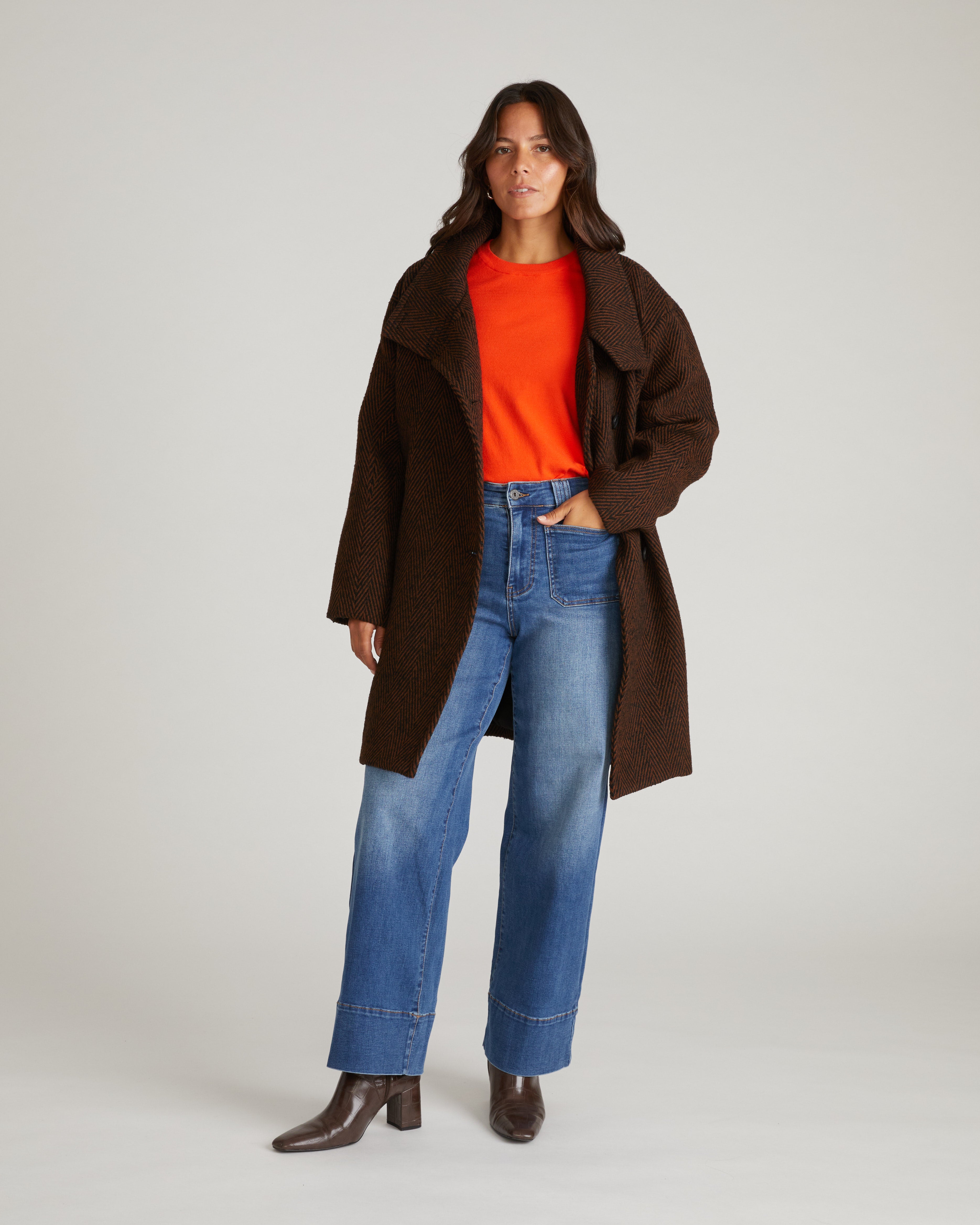 Marlo Cocoon Coat - Black/Brown Herringbone – Universal Standard