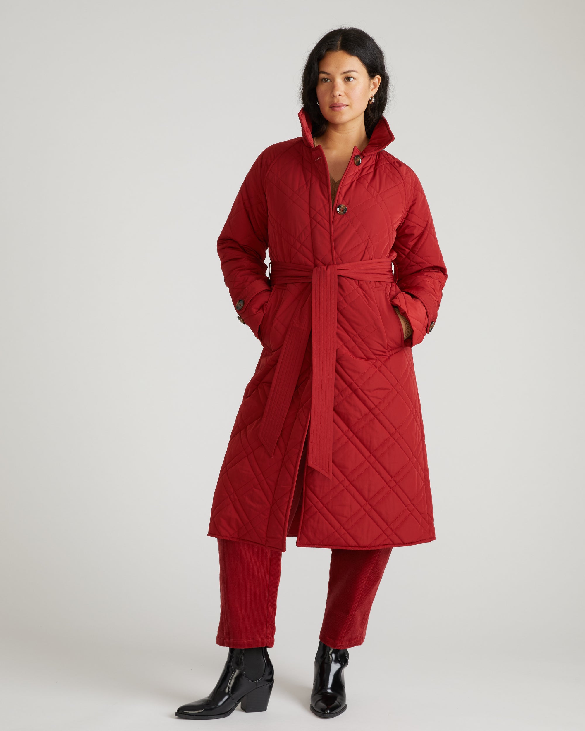Nehra Quilted Coat - Autumnal Red