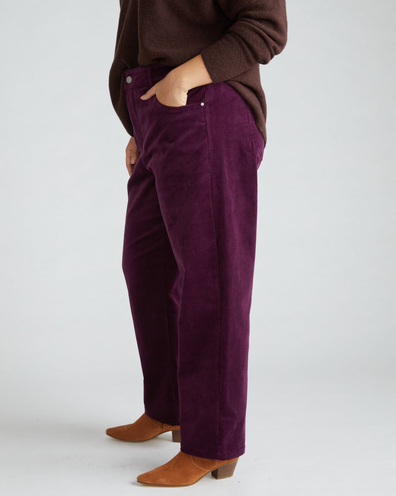 Cassidy High Rise Straight Corduroy Pants - Gamay