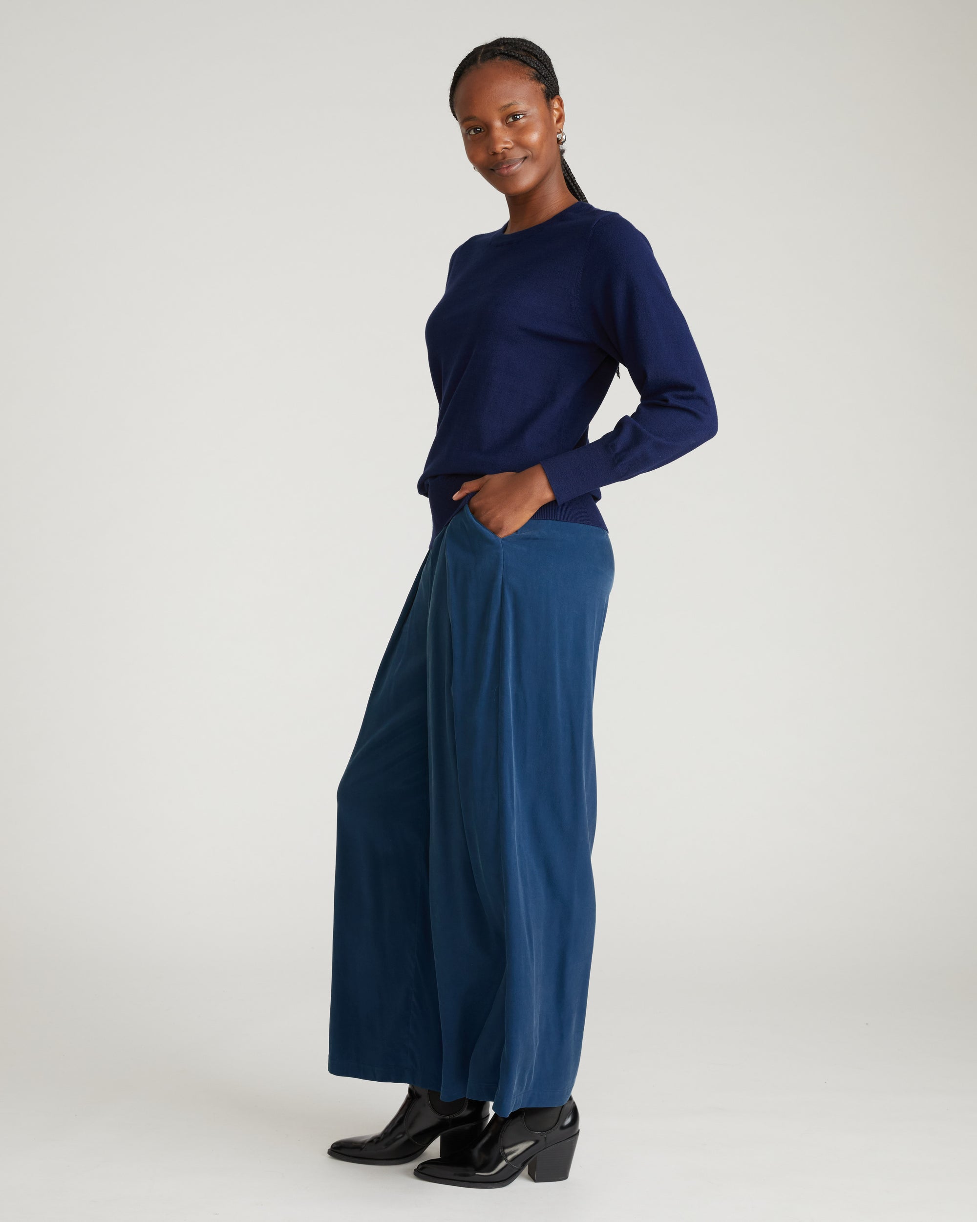 Palais Cooling Cupro Wide Leg Pant - Pageant Blue