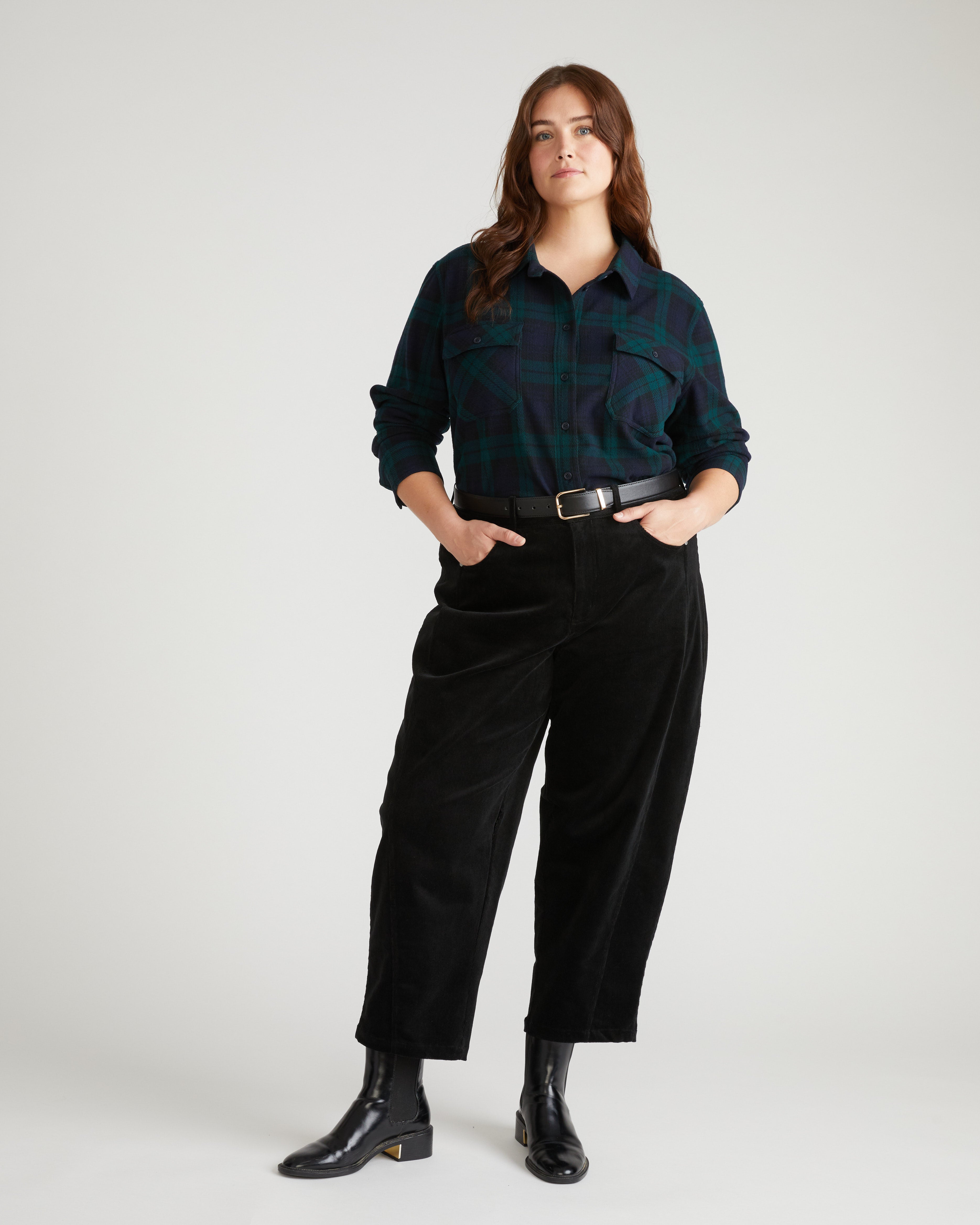 Dakota Twisted Leg Corduroy Pants - Black