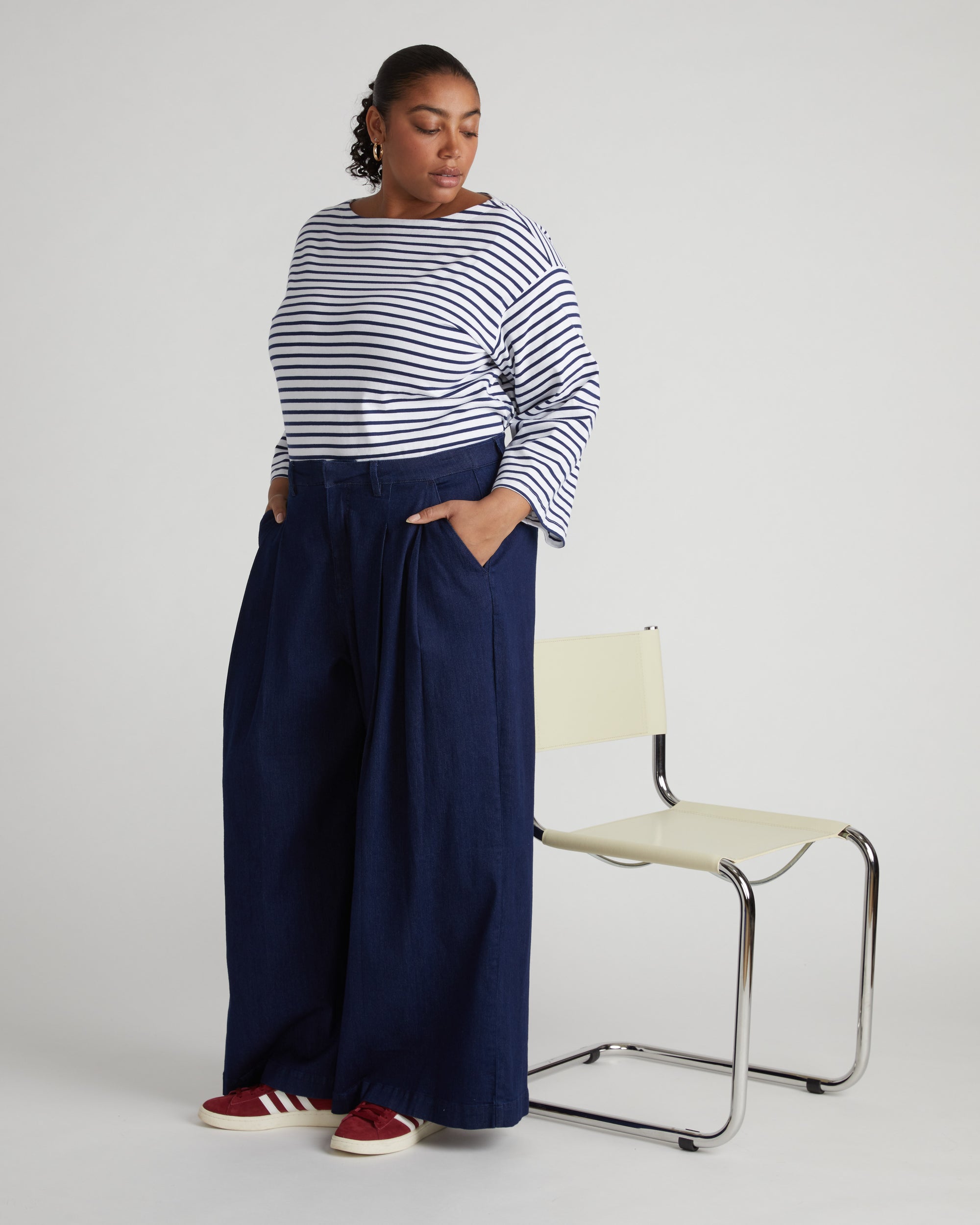 Denim Wide Leg Pant - Dark Indigo
