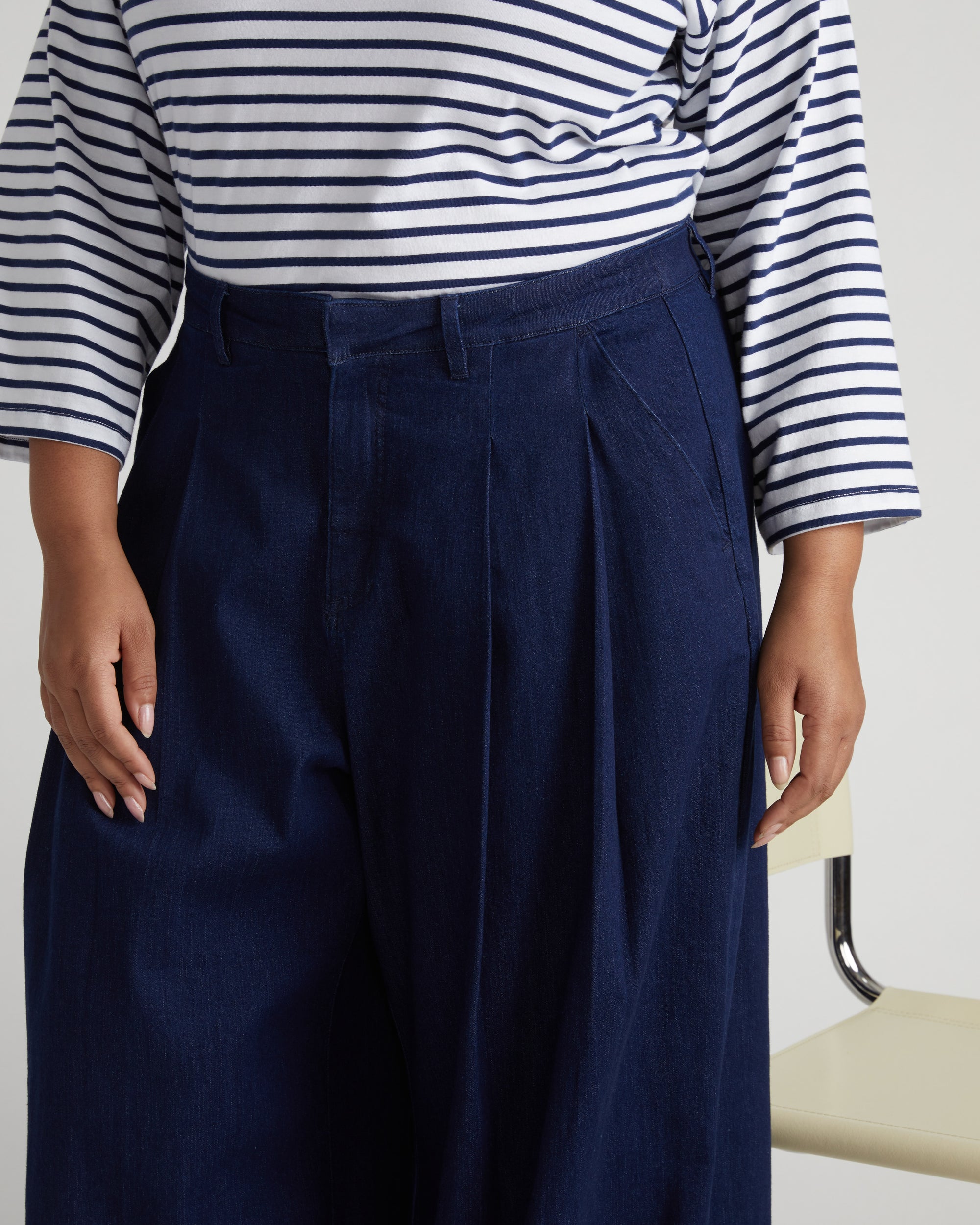 Denim Wide Leg Pant - Dark Indigo