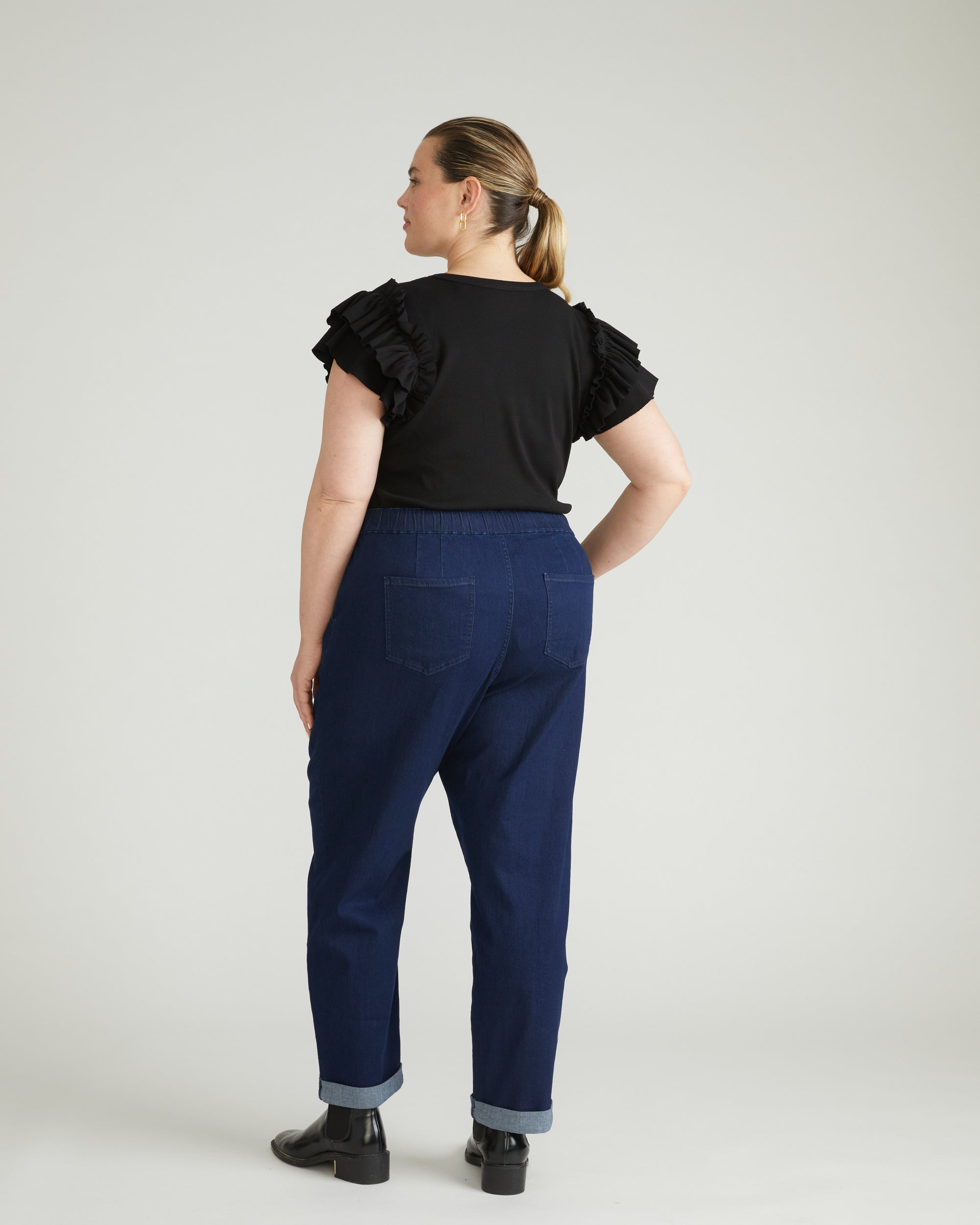 ComfortDenim Drawstring Jeans - Dark Indigo