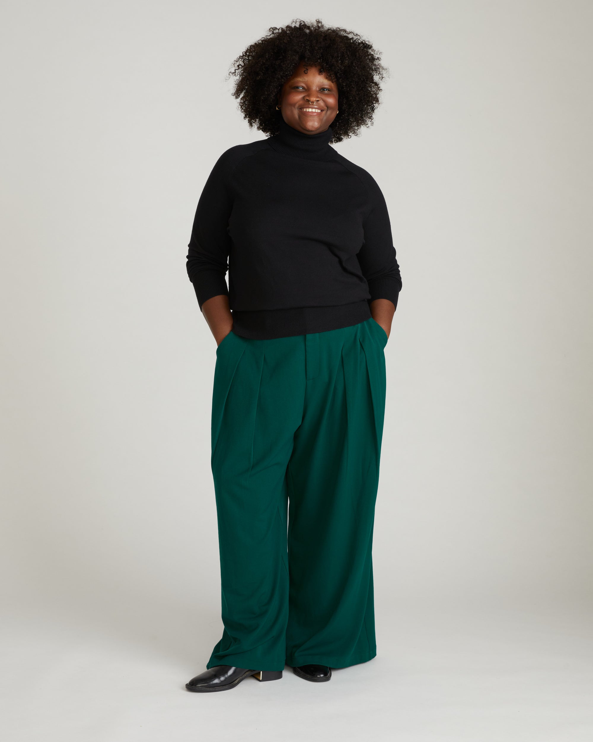 Renee Savvy Fine Knit Raglan Turtleneck - Black