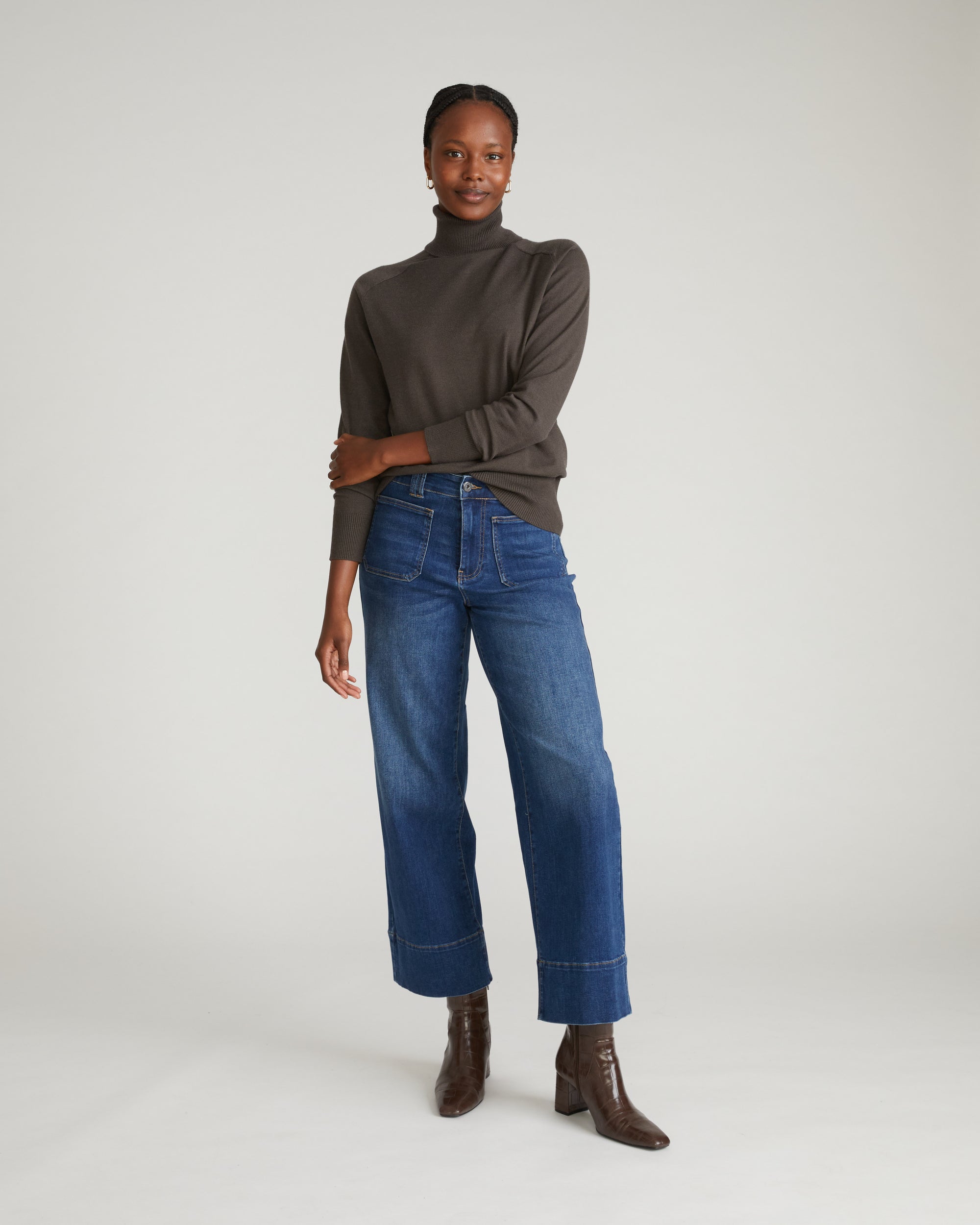 Renee Savvy Fine Knit Raglan Turtleneck - Graphite