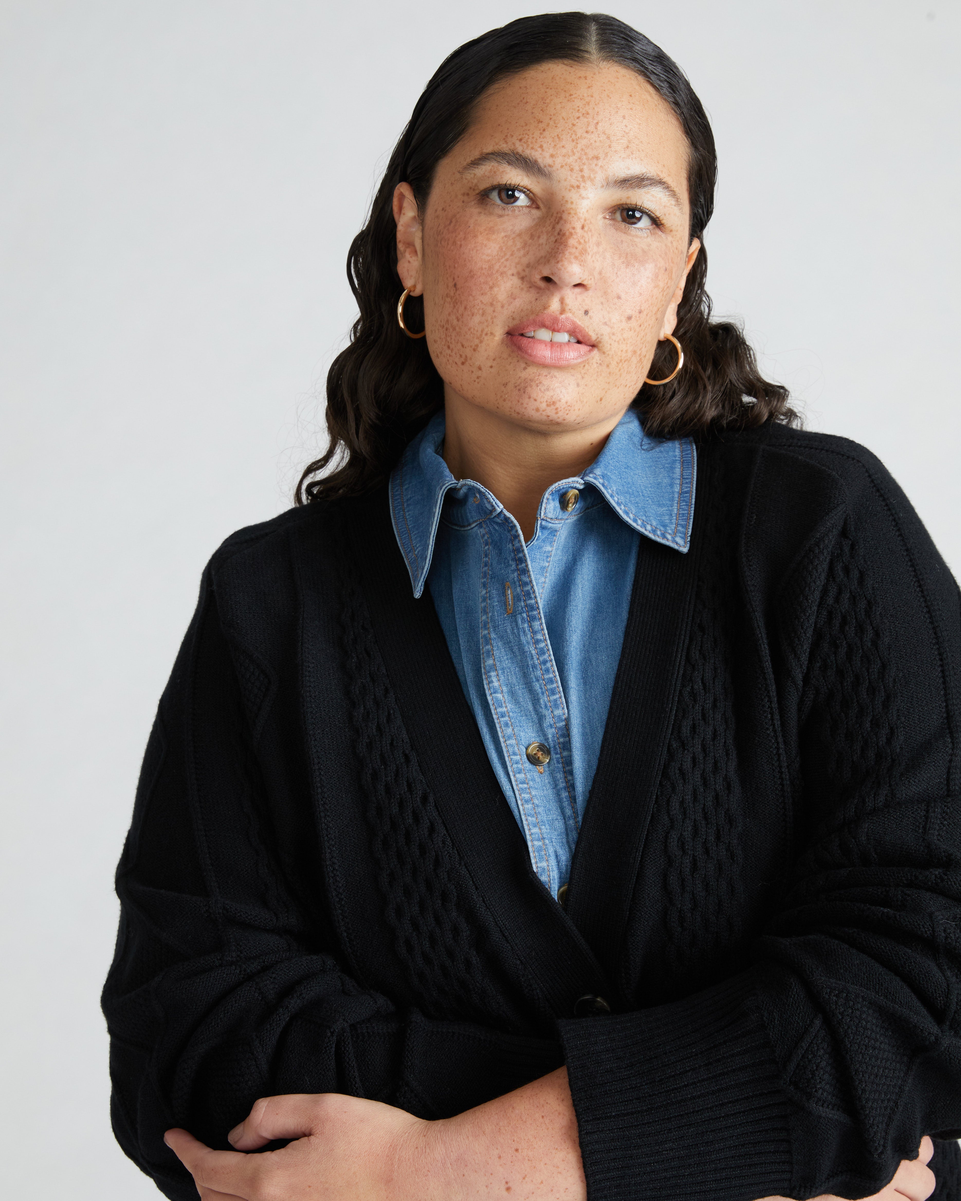 Cable Knit Cardigan - / Black- Size2XS - by Universal Standard Cable Knit Cardigan - / Black- Size2XS - by Universal Standard