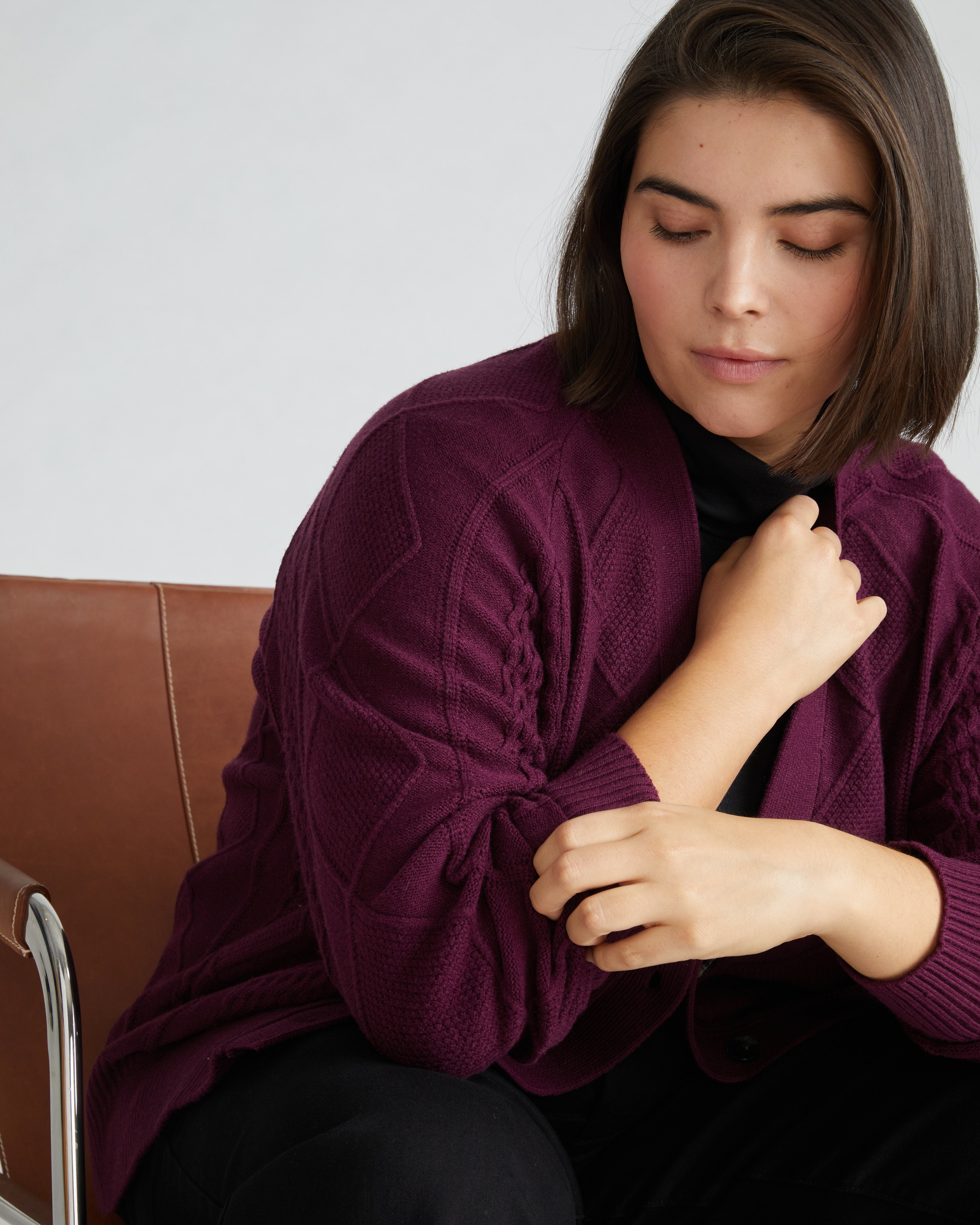 Cable Knit Cardigan - Acai – Universal Standard