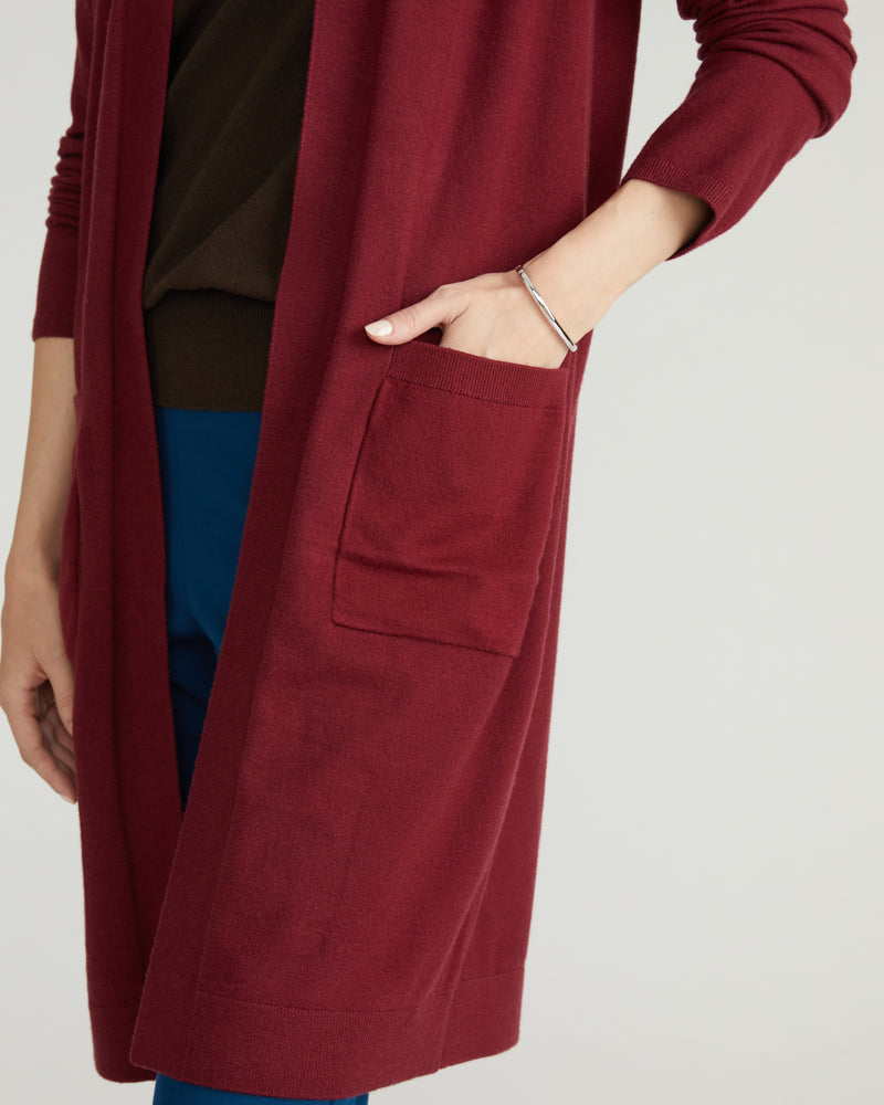 Savvy Double Knit Sweater Cardigan - Red Geranium