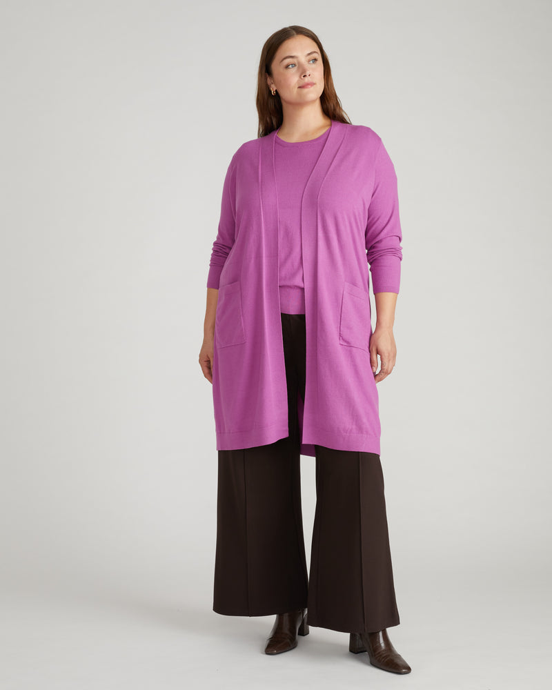 Savvy Double Knit Sweater Cardigan - Purple Vision