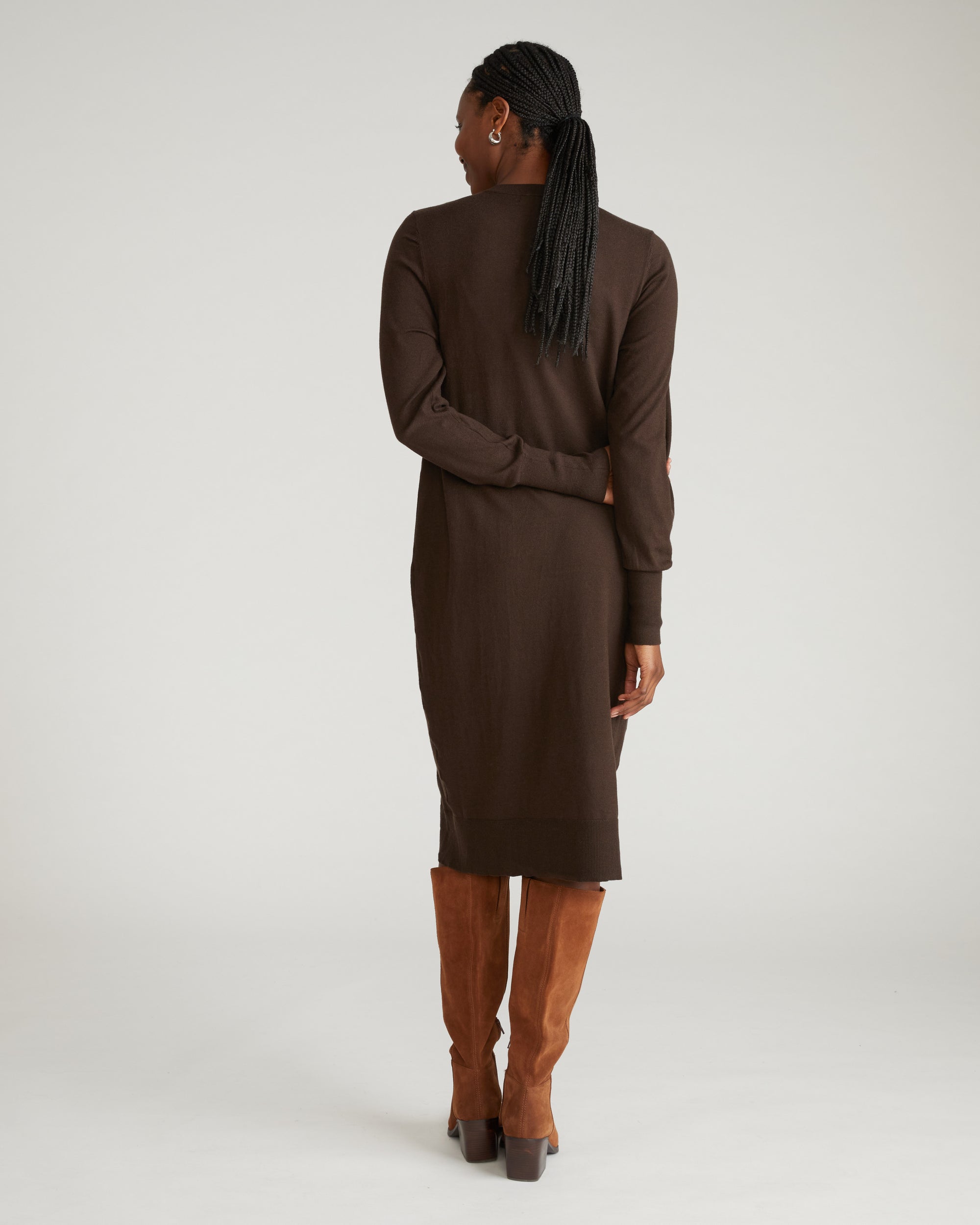 Savvy Fine Knit Everyday Sweater Dress - Espresso