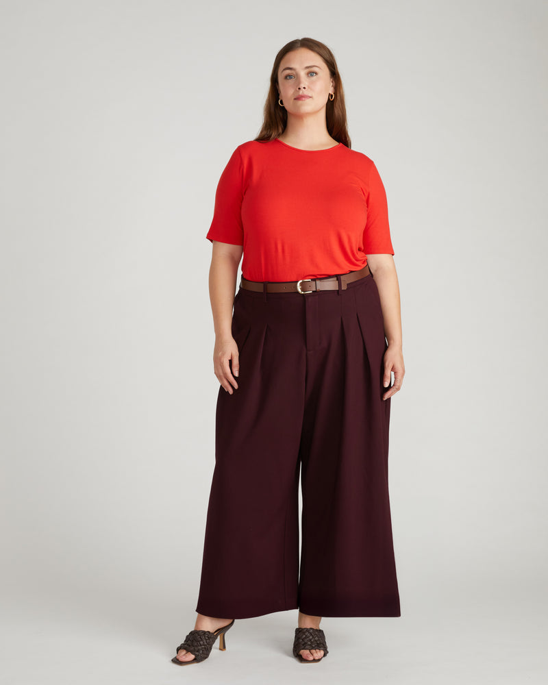 Lily Liquid Jersey Crew Neck Stovepipe Tee - Lipstick