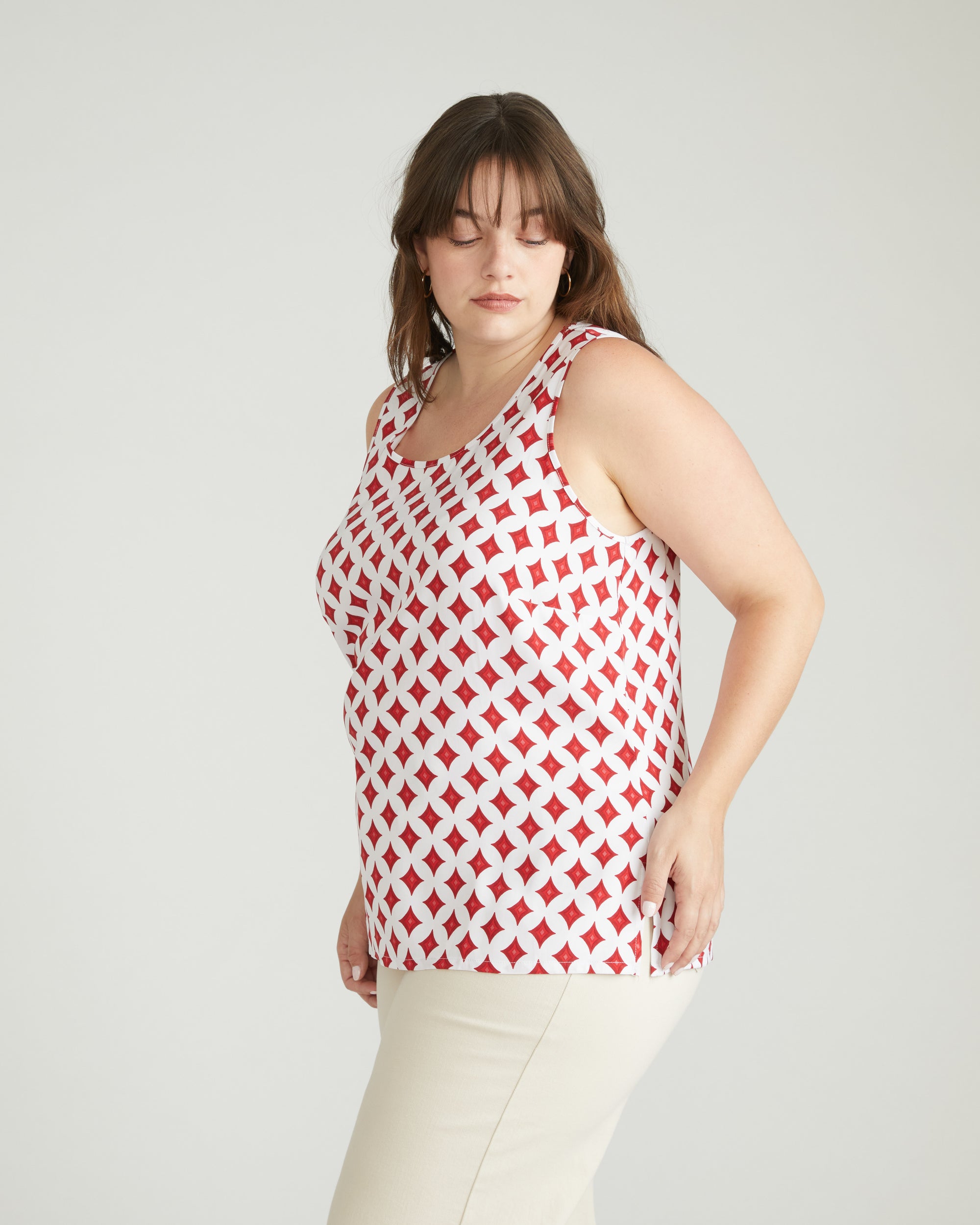 Cooling Stretch Cupro Tank - Morningstar Print in Red
