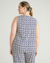 Cooling Stretch Cupro Tank - Navy Hacienda Print