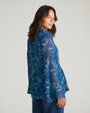 Evie Chiffon Blouse - Rose Print in Deep Teal