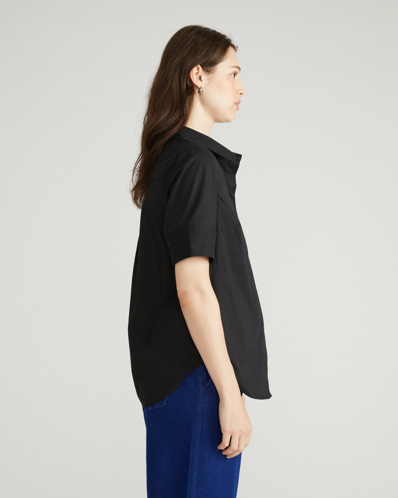 Elbe Stretch Poplin Short Sleeve Shirt - Black