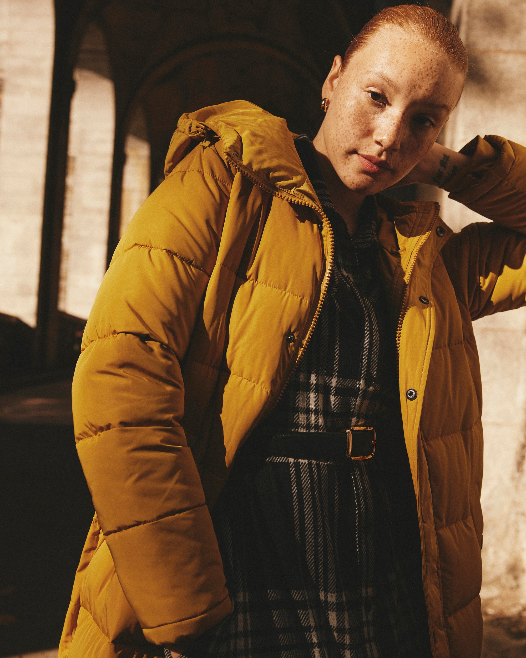 Everest Long Hooded Puffer 2 - Mustard