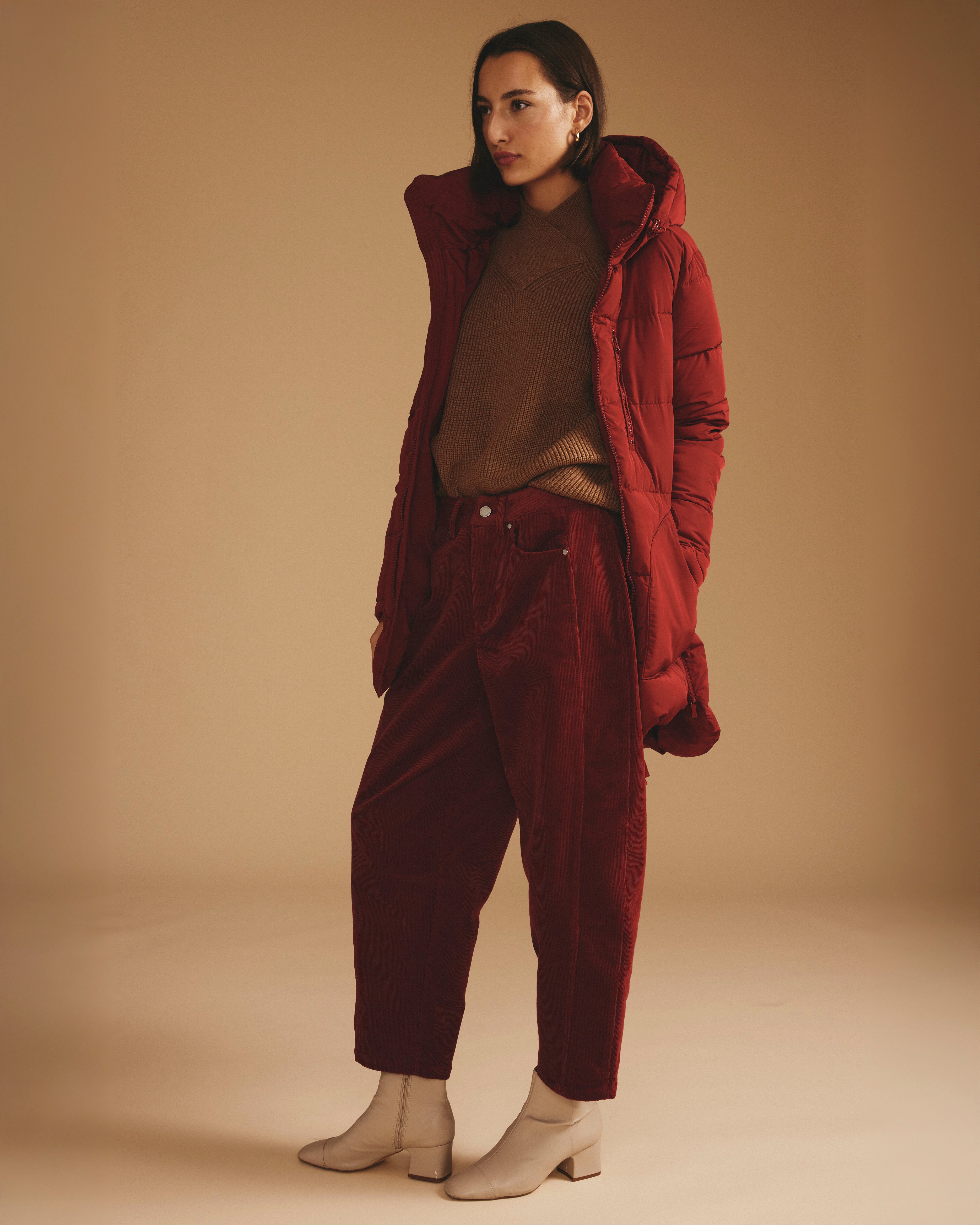 Dakota Twisted Leg Corduroy Pants - Autumnal Red