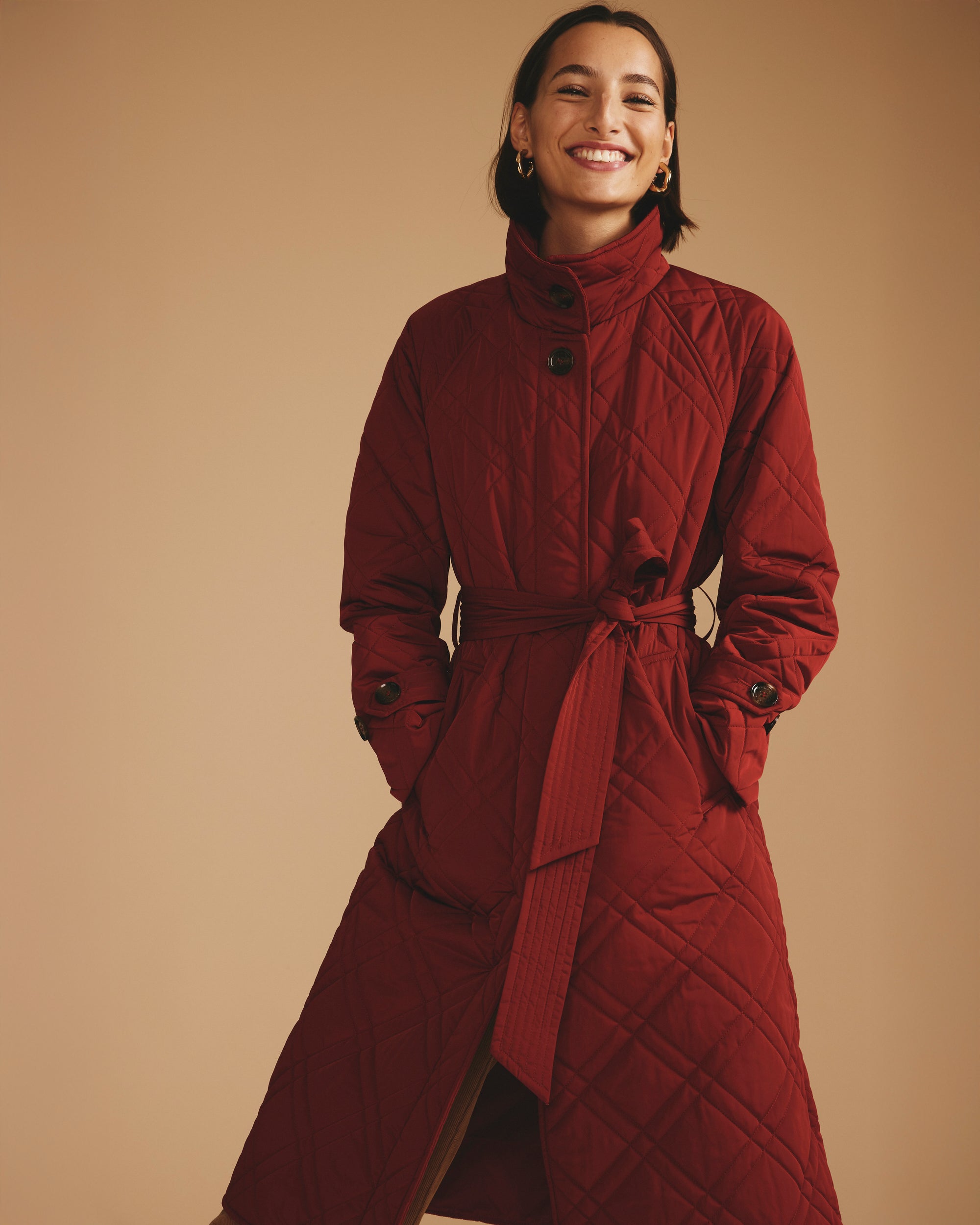 Nehra Quilted Coat - Autumnal Red