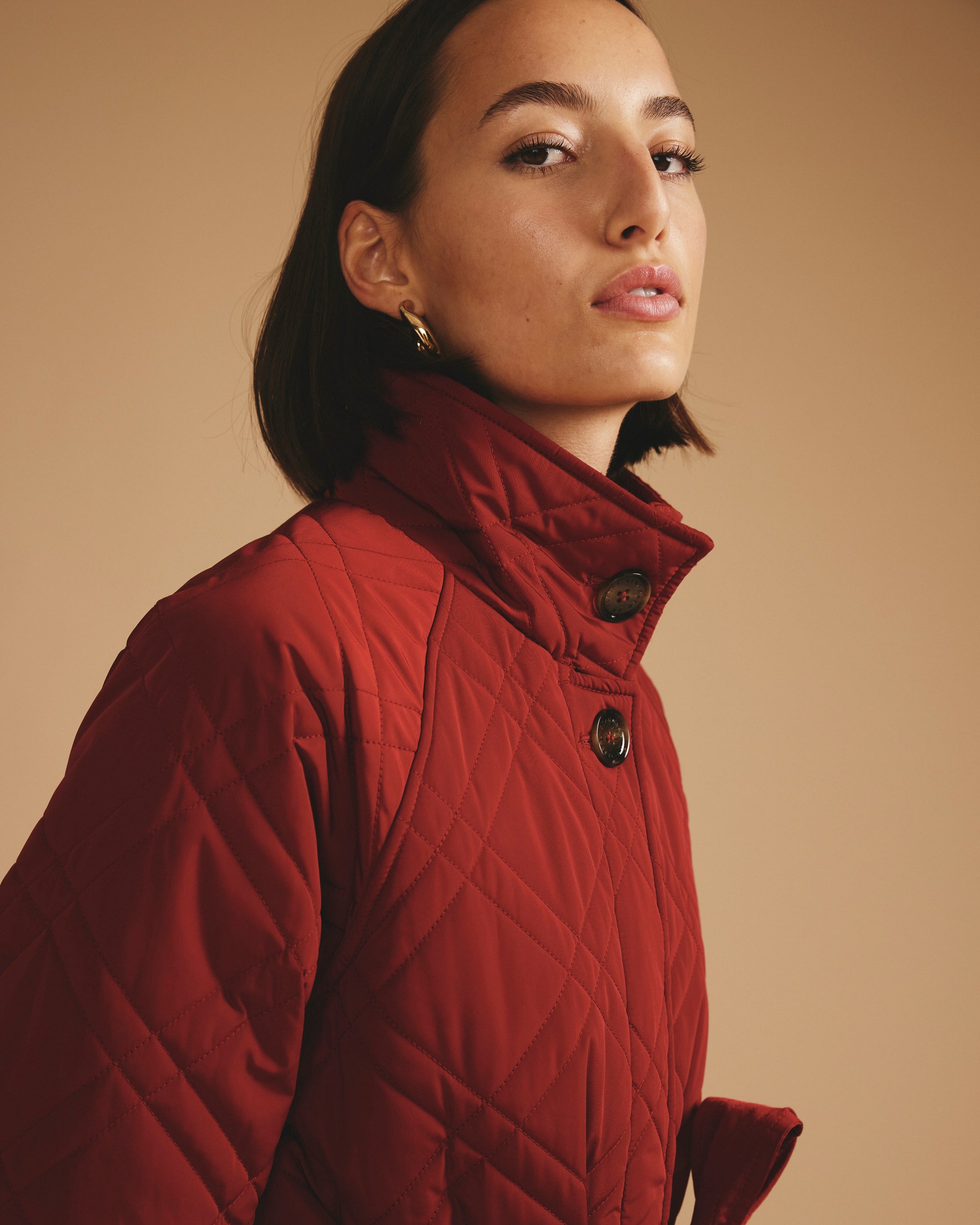 Nehra Quilted Coat - Autumnal Red