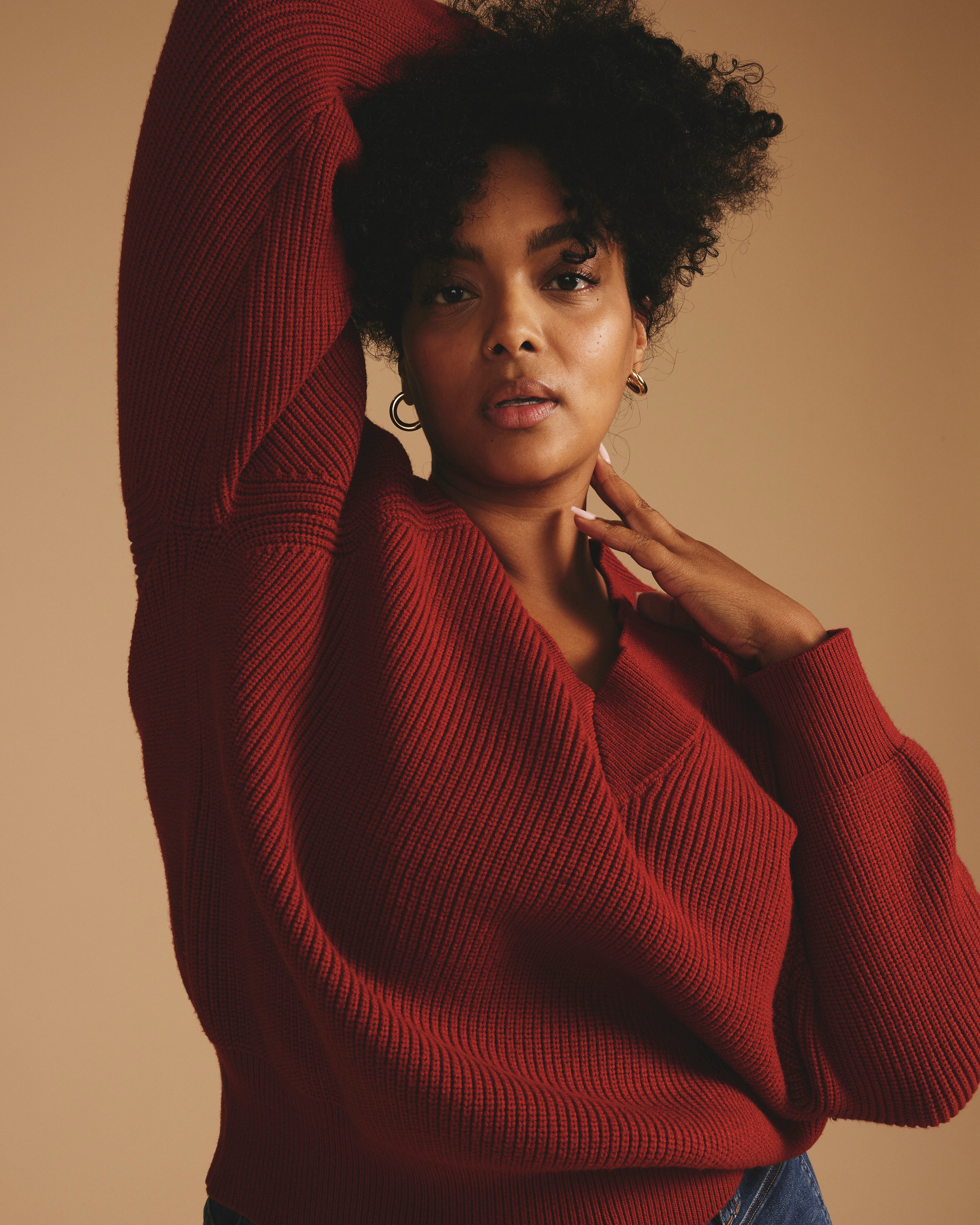 Tori V Neck Sweater - Autumnal Red – Universal Standard