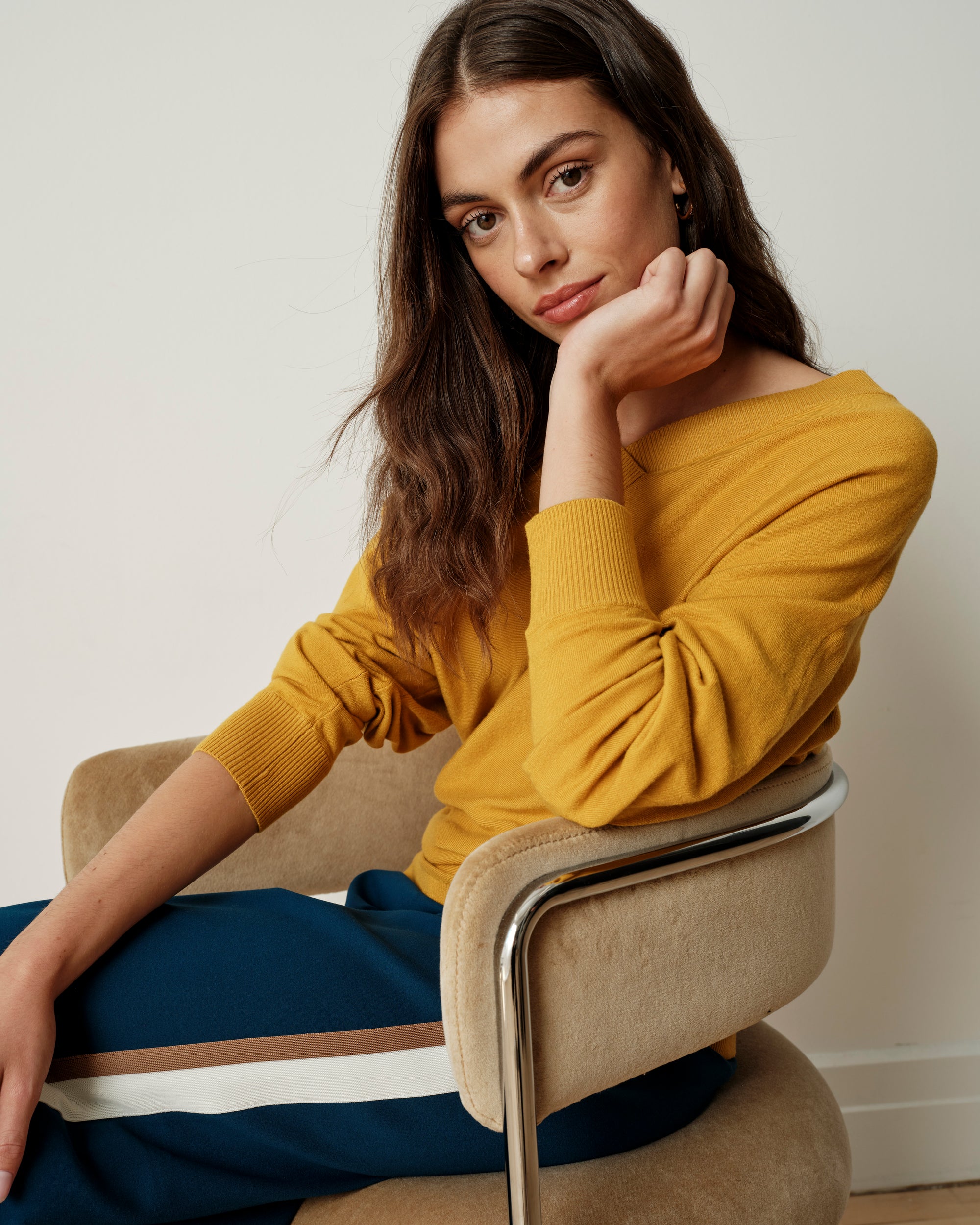 Savvy Fine Knit Sweater Blouse - Mustard