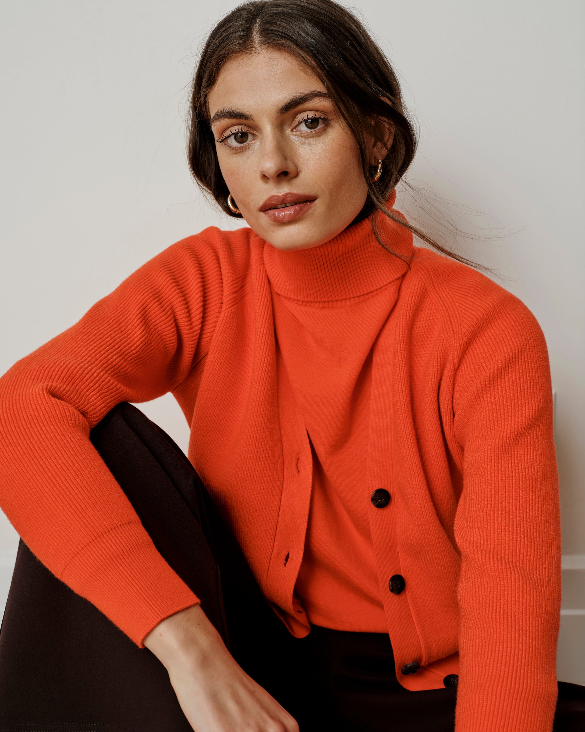 Renee Savvy Fine Knit Raglan Turtleneck - Poppy