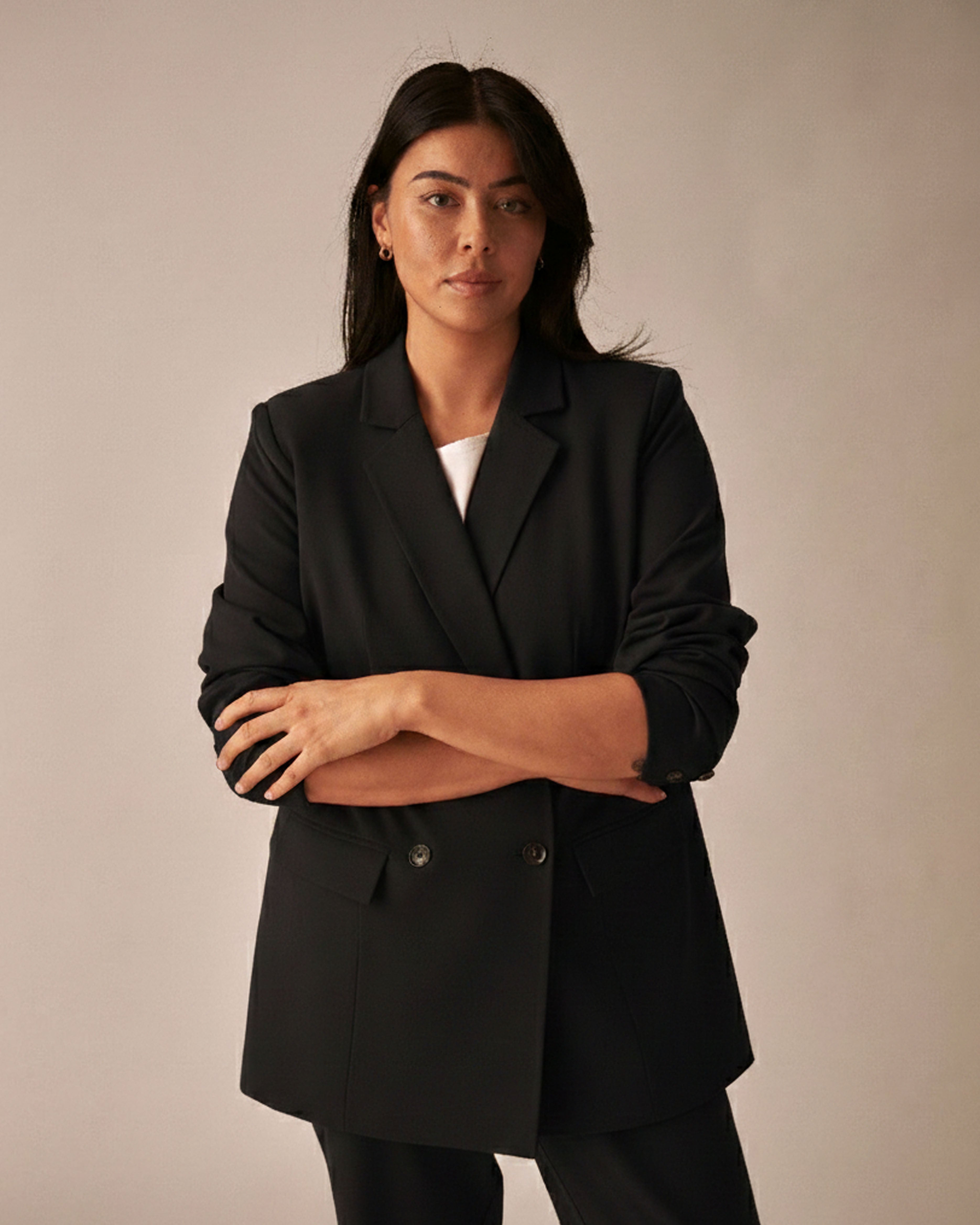 All Day Warren Double Breasted Blazer - Black – Universal Standard