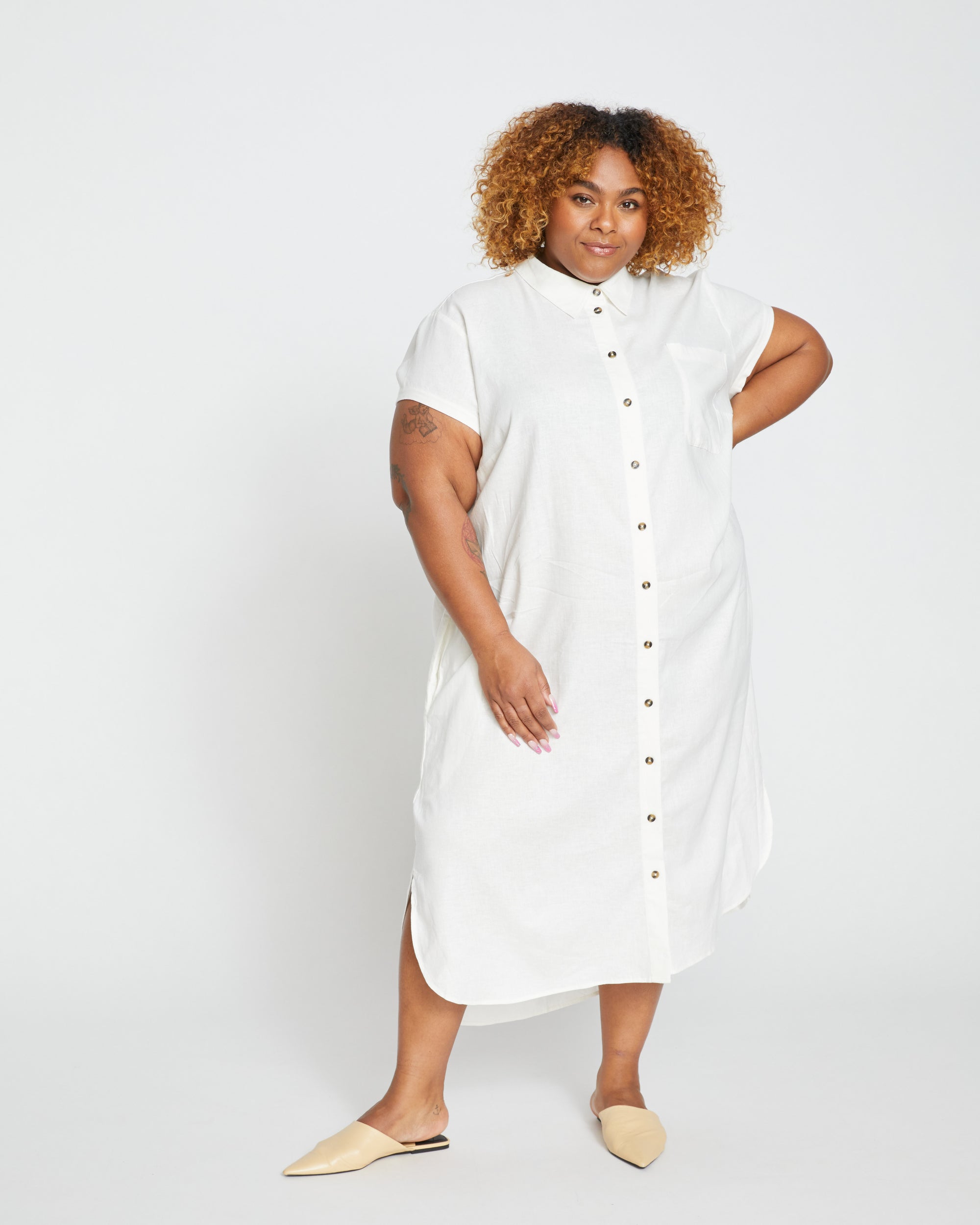 Dune Linen Shirtdress - White